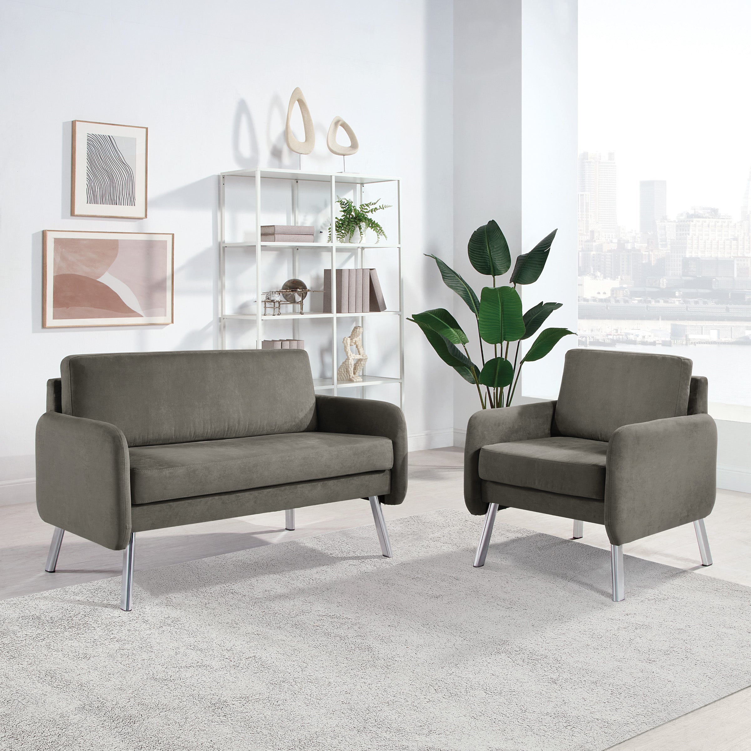 Lounge Chair in Fabric - Charcoal Fabric