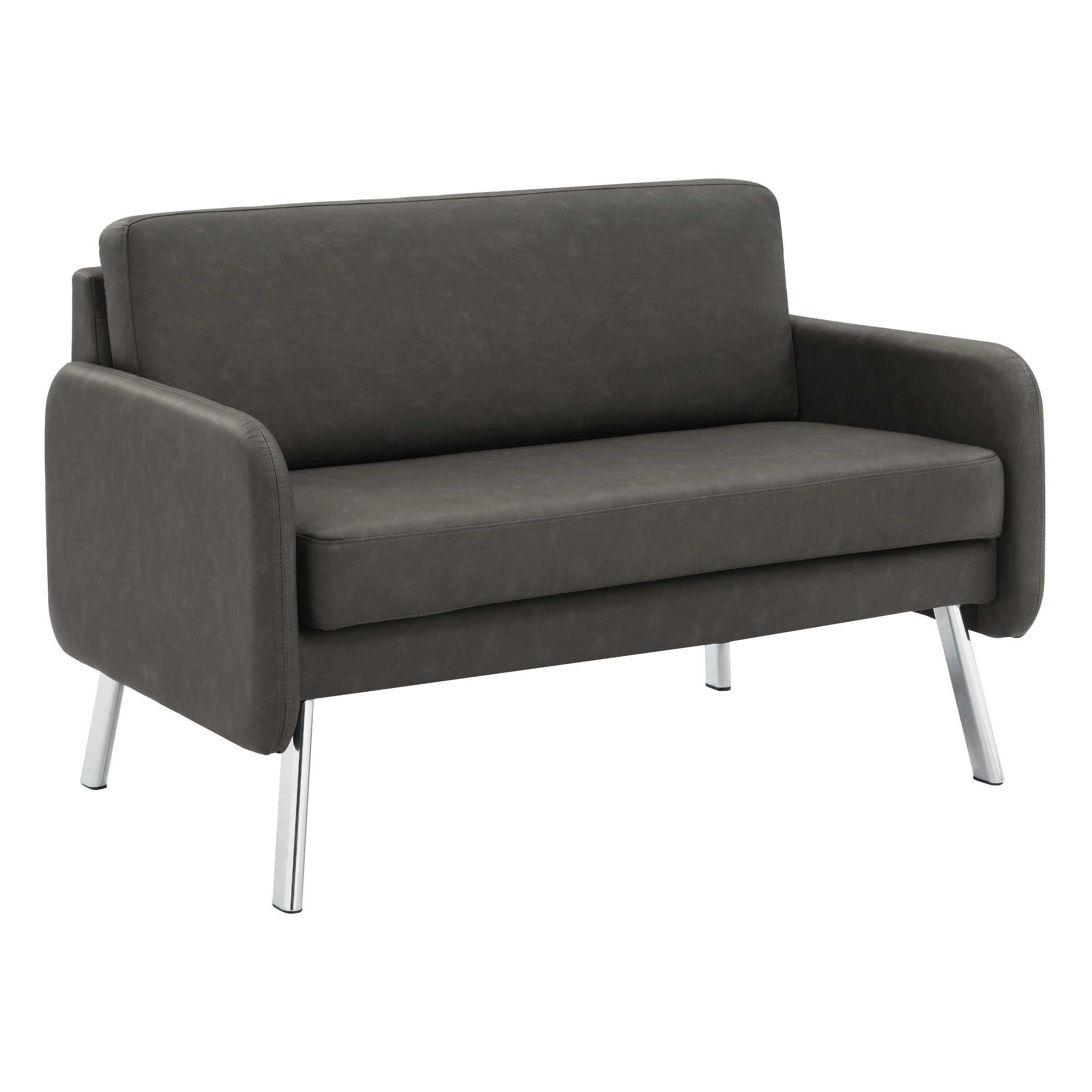 Lounge Loveseat in Faux Leather - Smoke Faux Leather