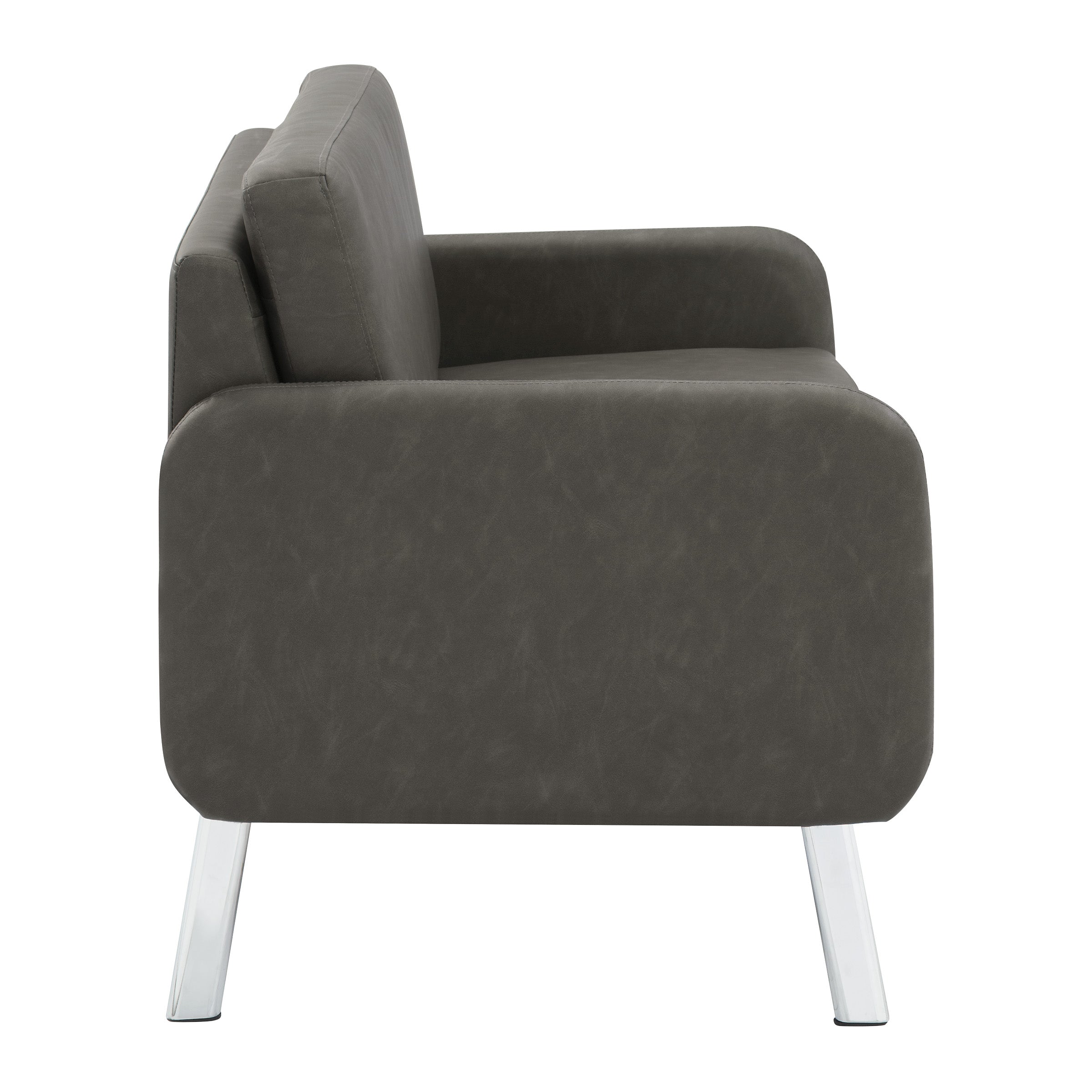 Lounge Loveseat in Faux Leather - Smoke Faux Leather