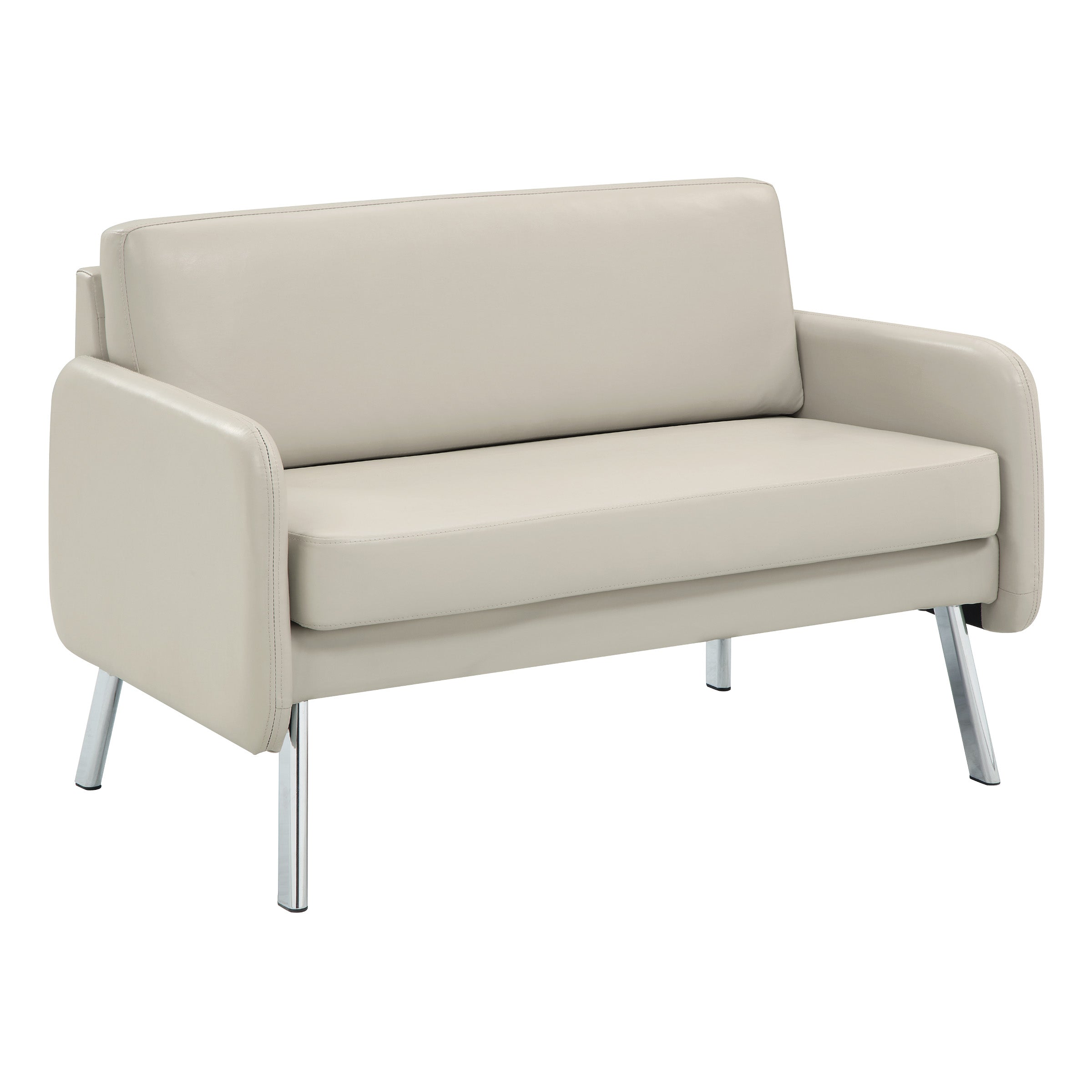 Lounge Loveseat in Faux Leather - Cream Faux Leather