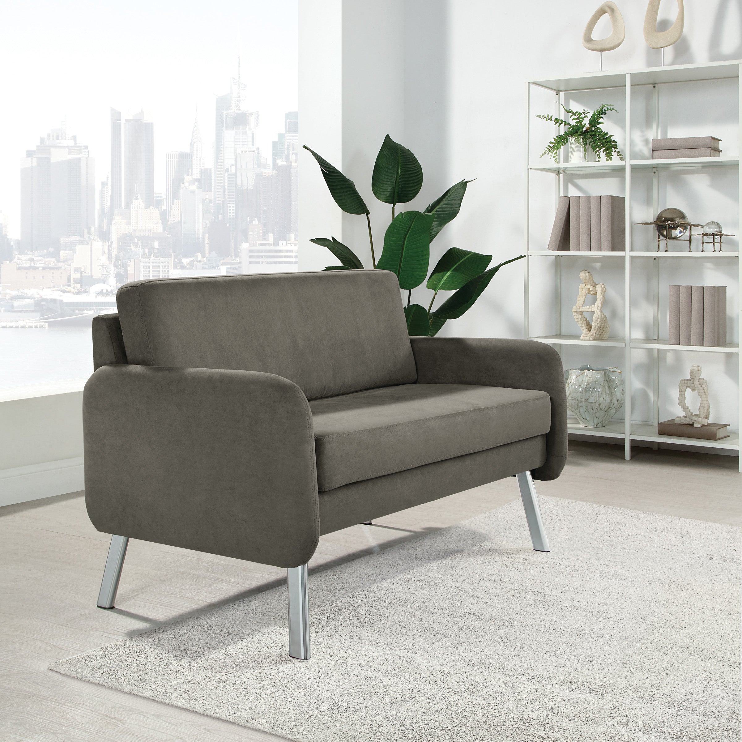 Lounge Loveseat in Fabric - Charcoal Fabric