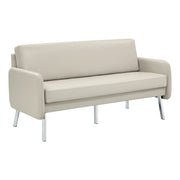 Lounge Sofa in Faux Leather - Cream Faux Leather