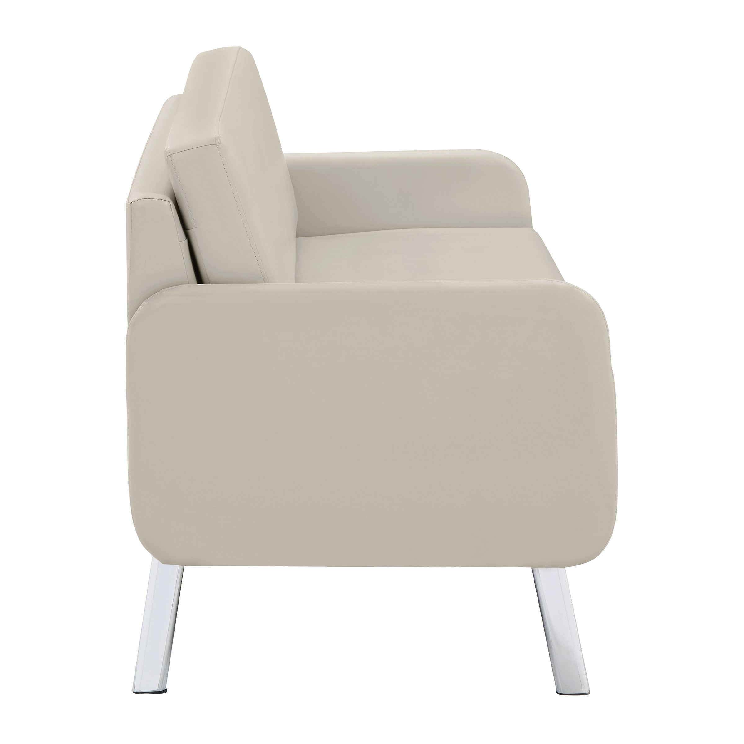 Lounge Sofa in Faux Leather - Cream Faux Leather