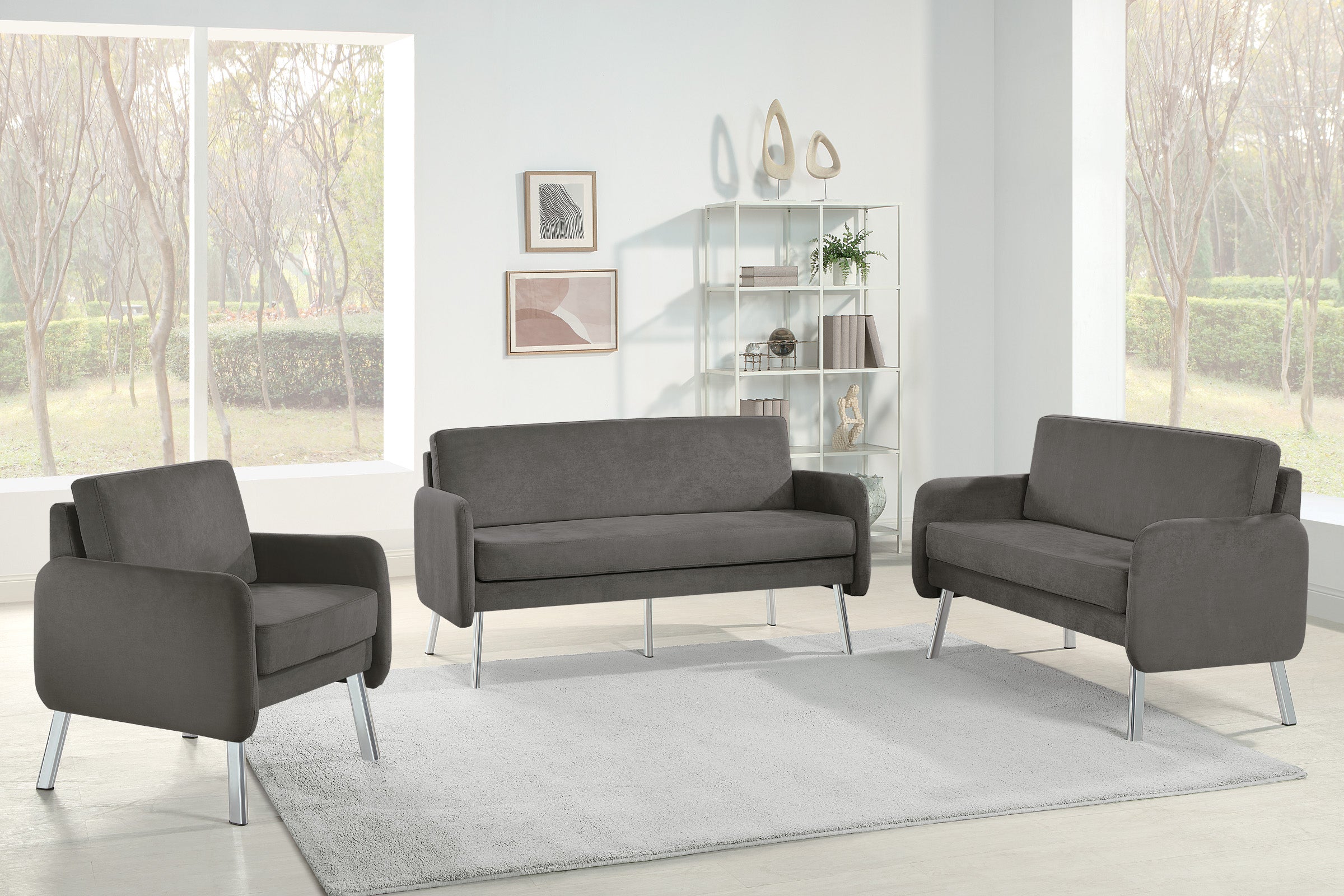 Lounge Sofa in Fabric - Charcoal Fabric