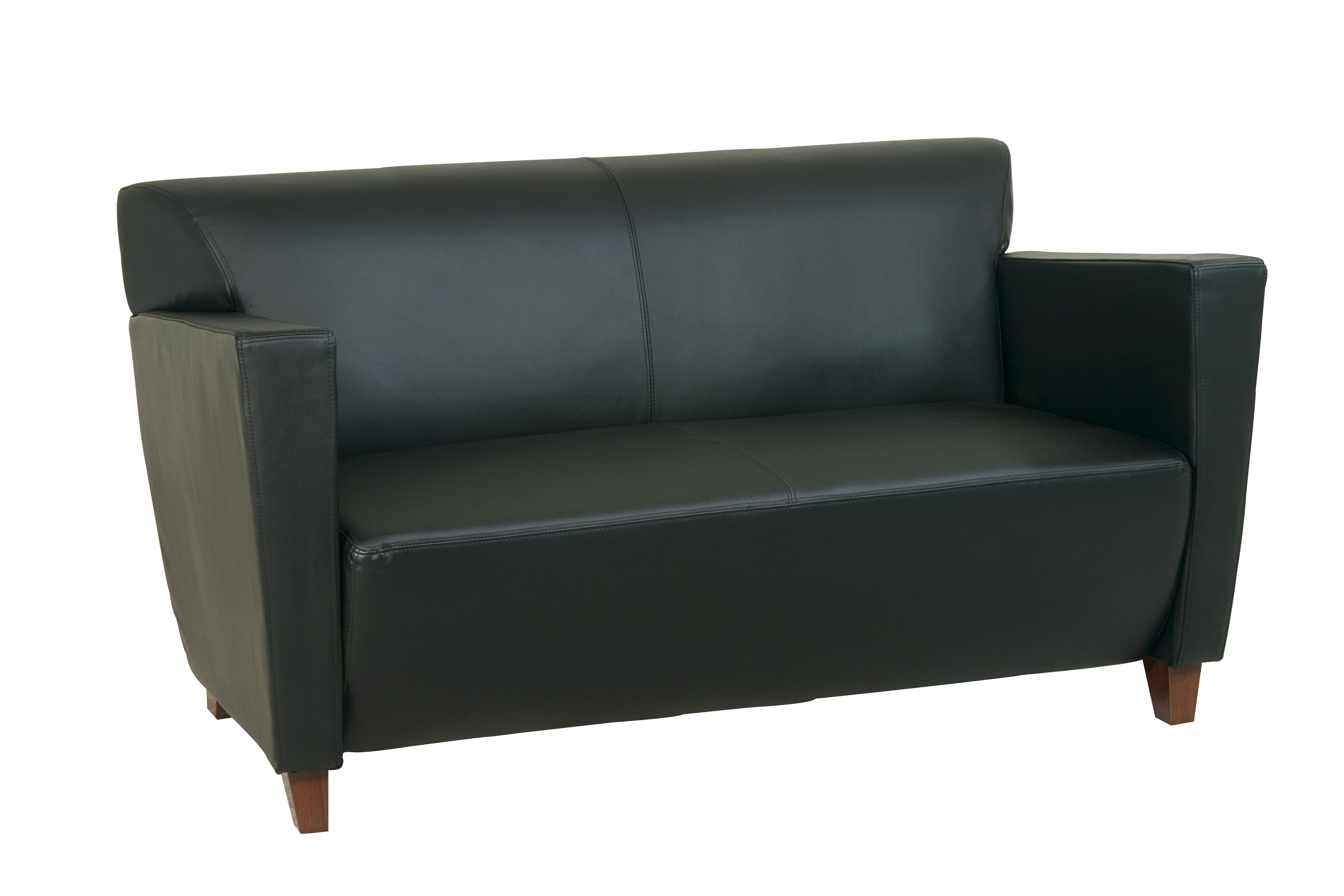 Black Bonded Leather Love Seat - Black