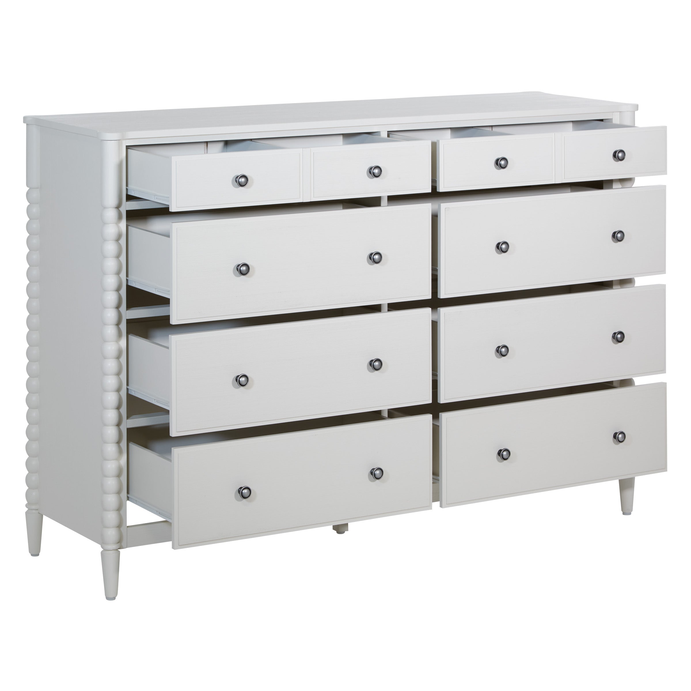 Spindle 8 Drawer Dresser - Sandcastle Antique White