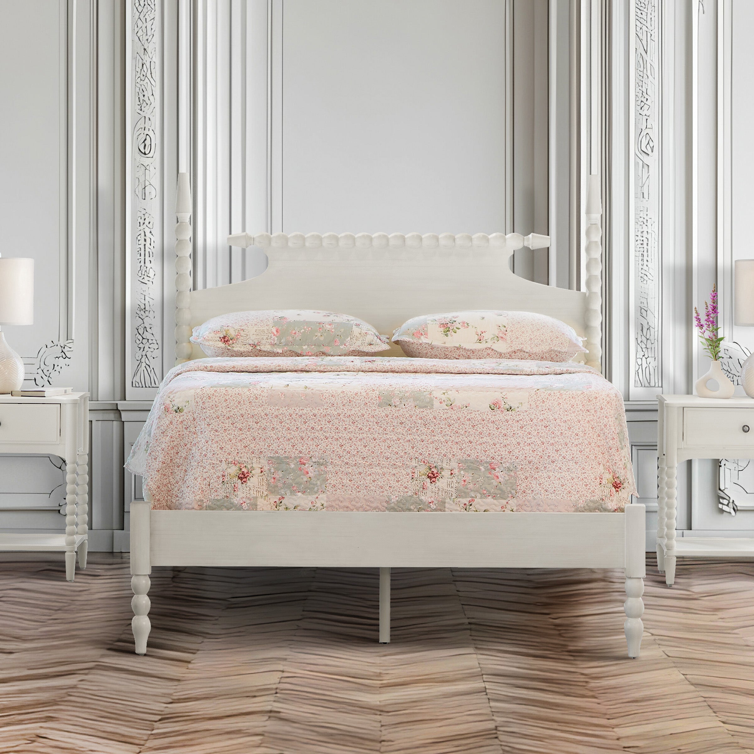 Spindle Queen Bed Set - Sandcastle Antique White