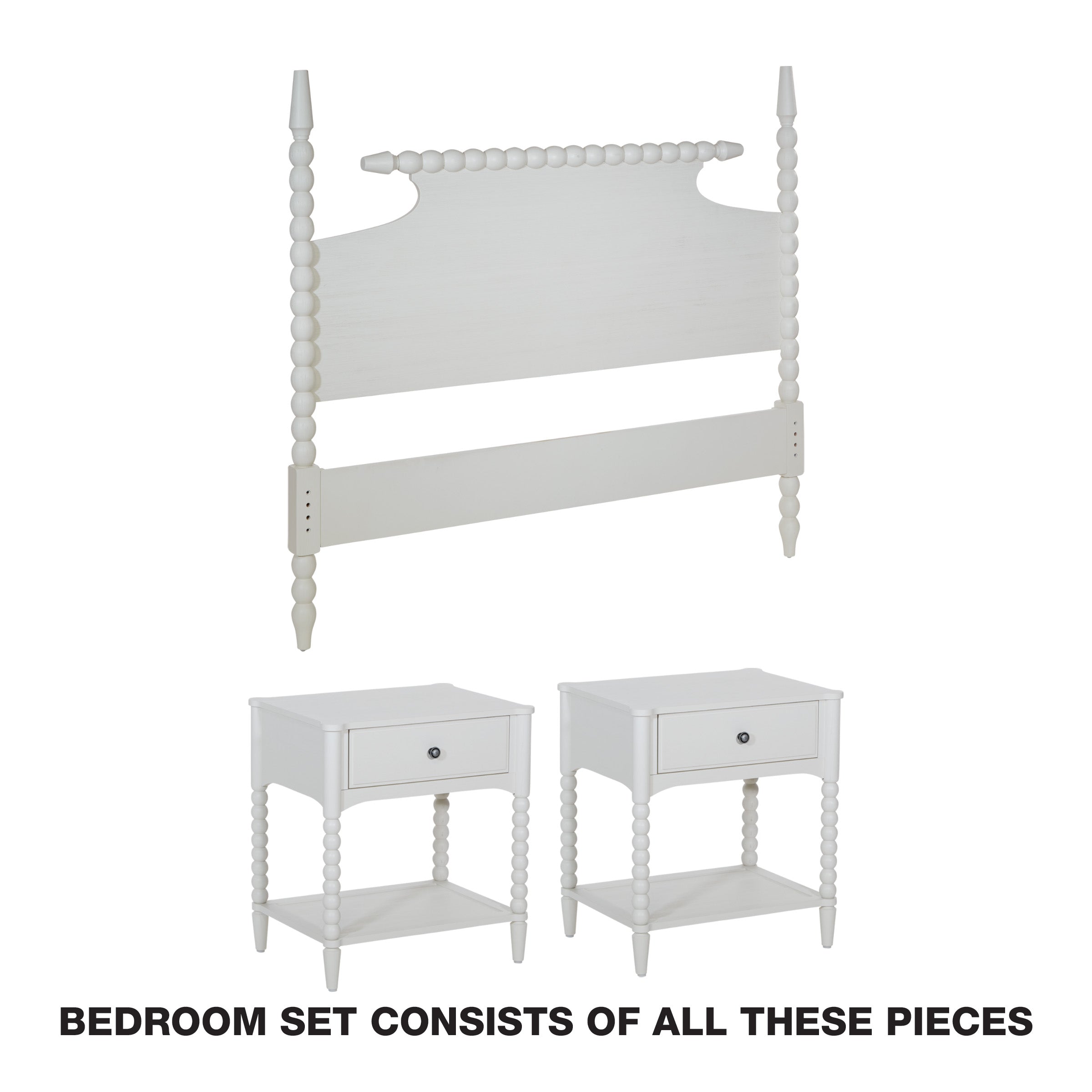 Spindle Bedroom Set - Sandcastle Antique White