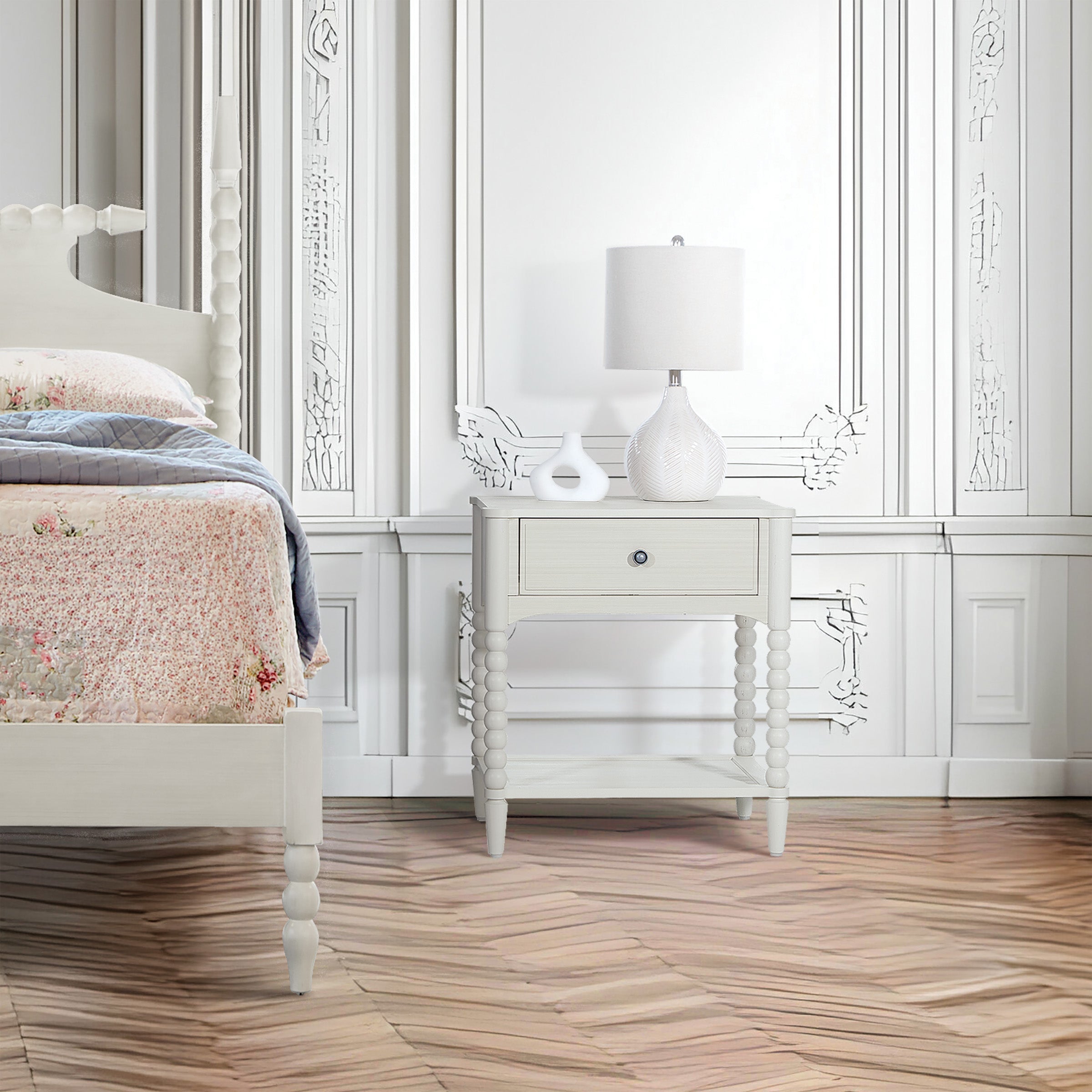 Spindle Bedroom Set - Sandcastle Antique White