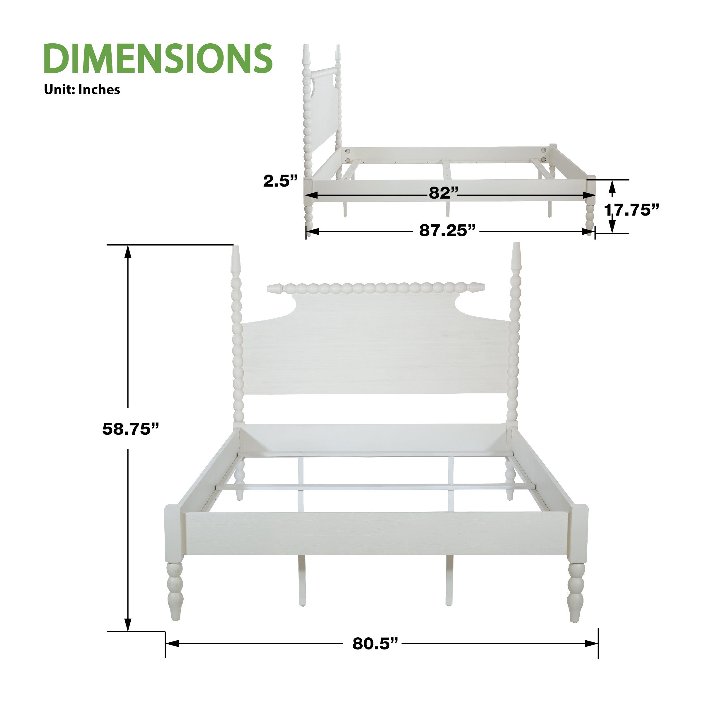 Spindle King Bed Set - Sandcastle Antique White