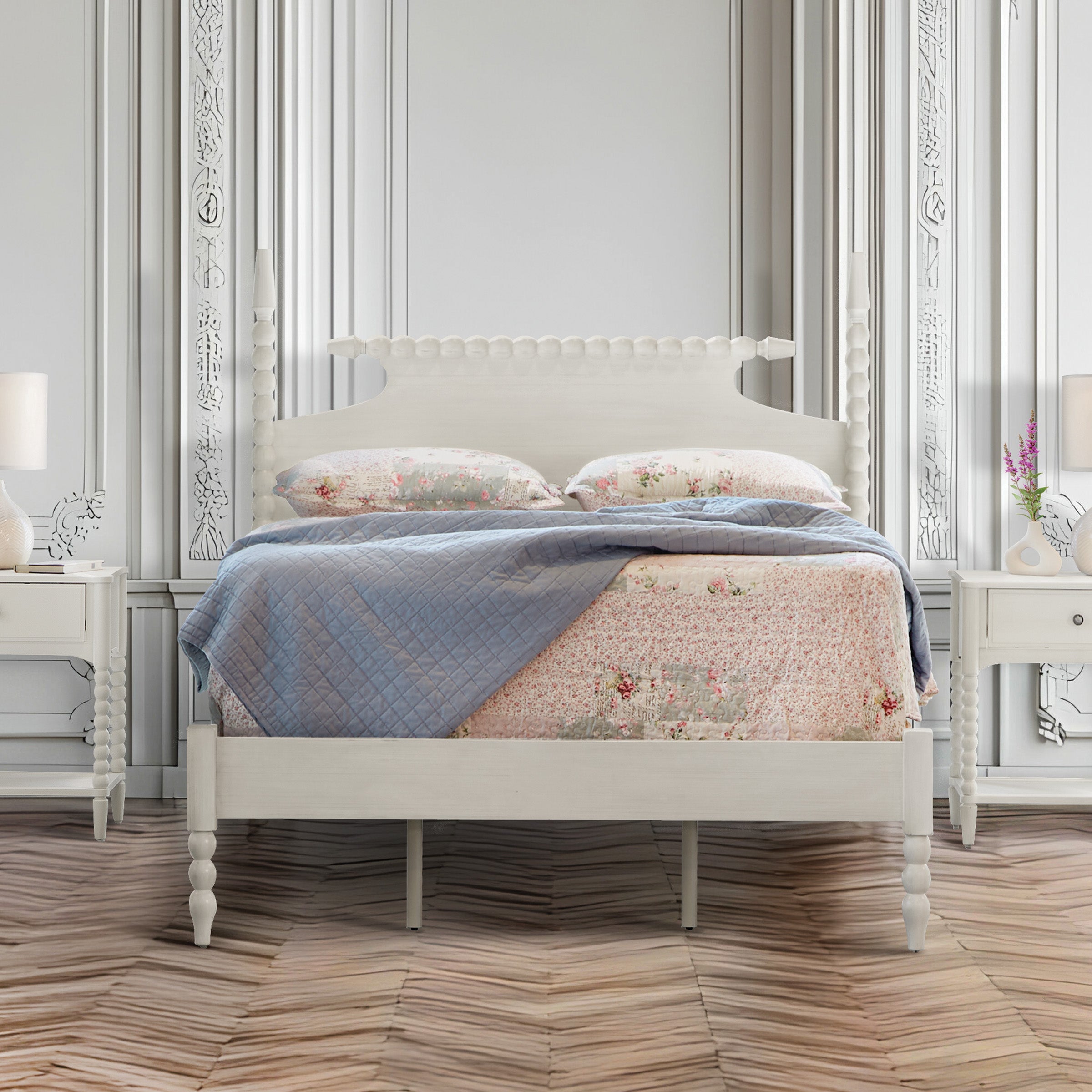 Spindle King Bed Set - Sandcastle Antique White