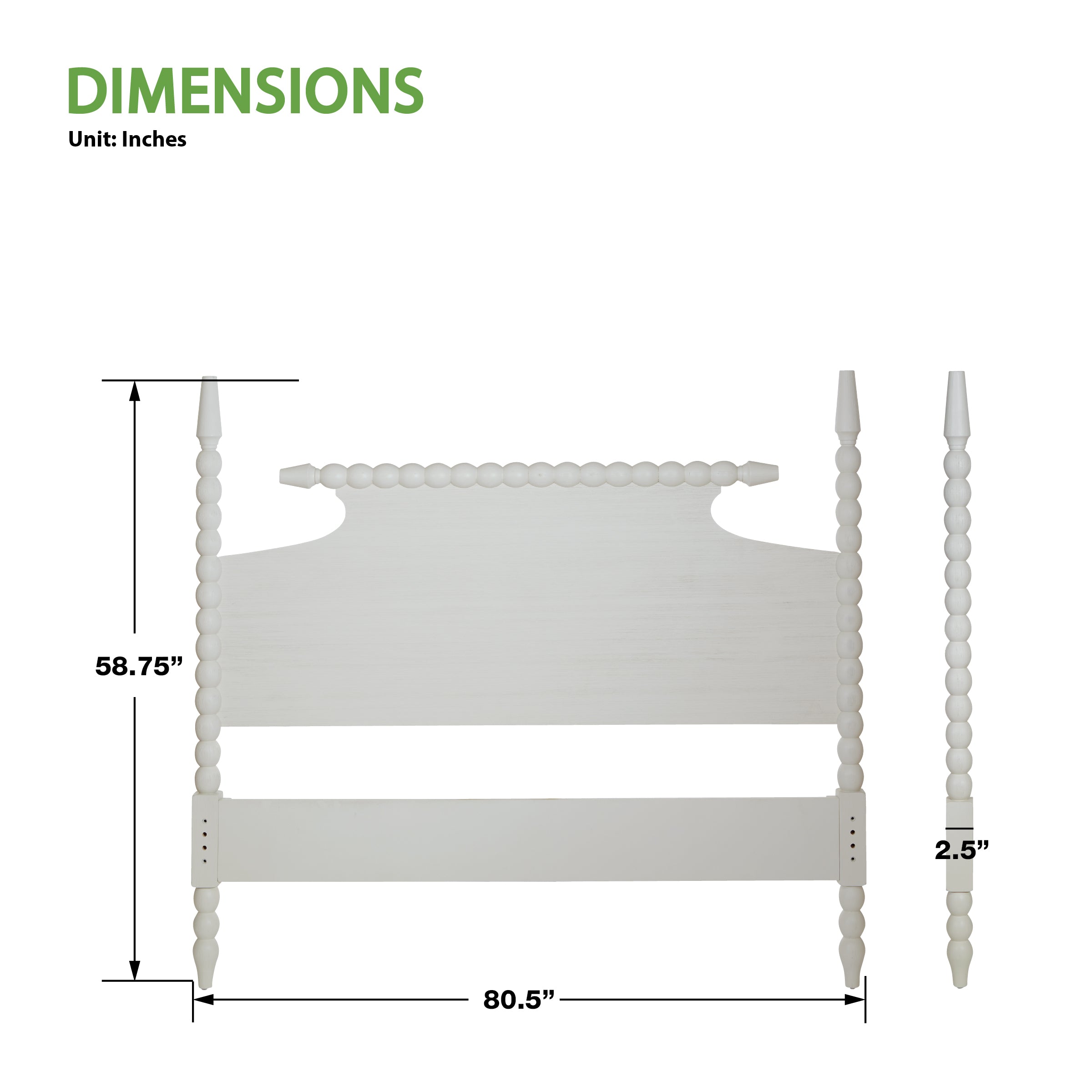 Spindle King Bed Headboard - Sandcastle Antique White