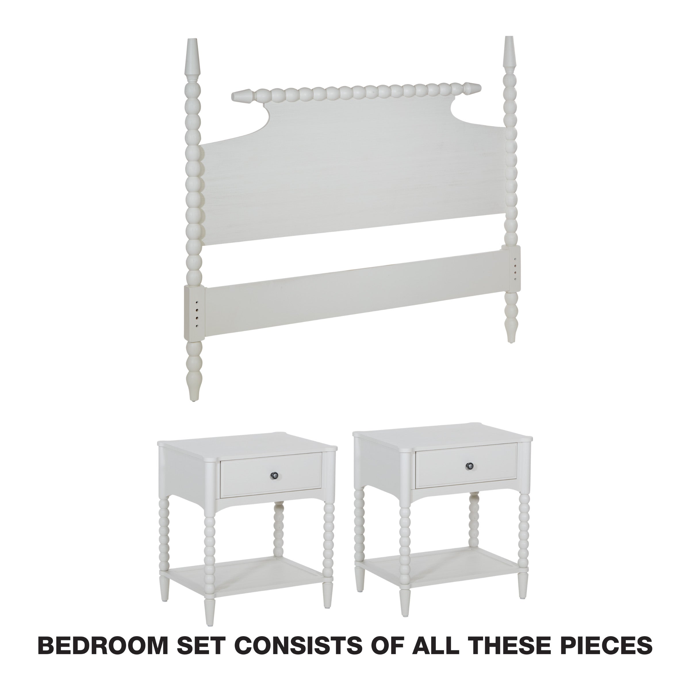 Spindle Bedroom Set - Sandcastle Antique White