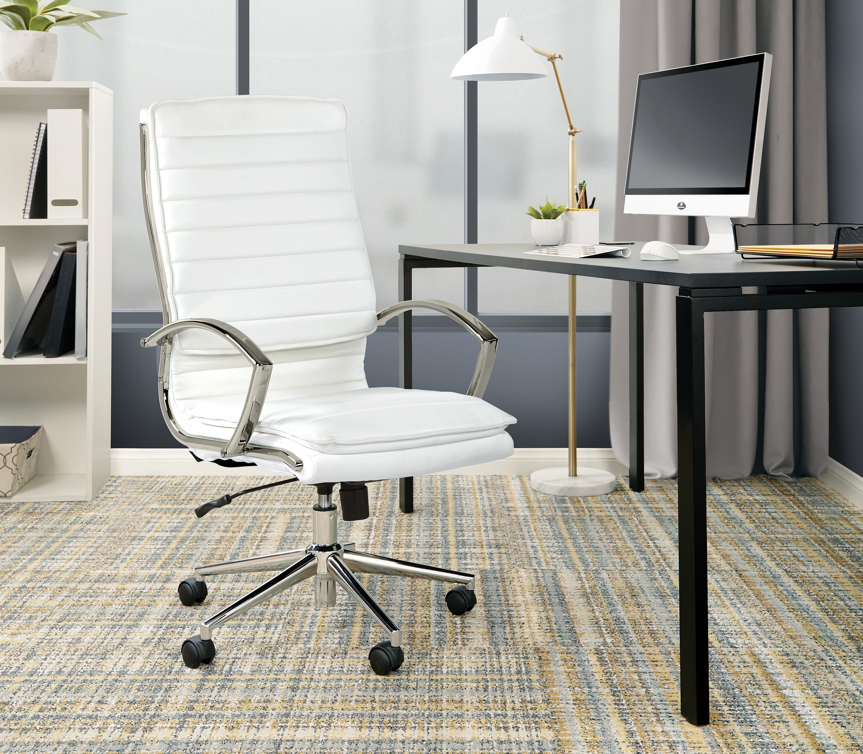 High Back Manager's Faux Lthr Chair - White
