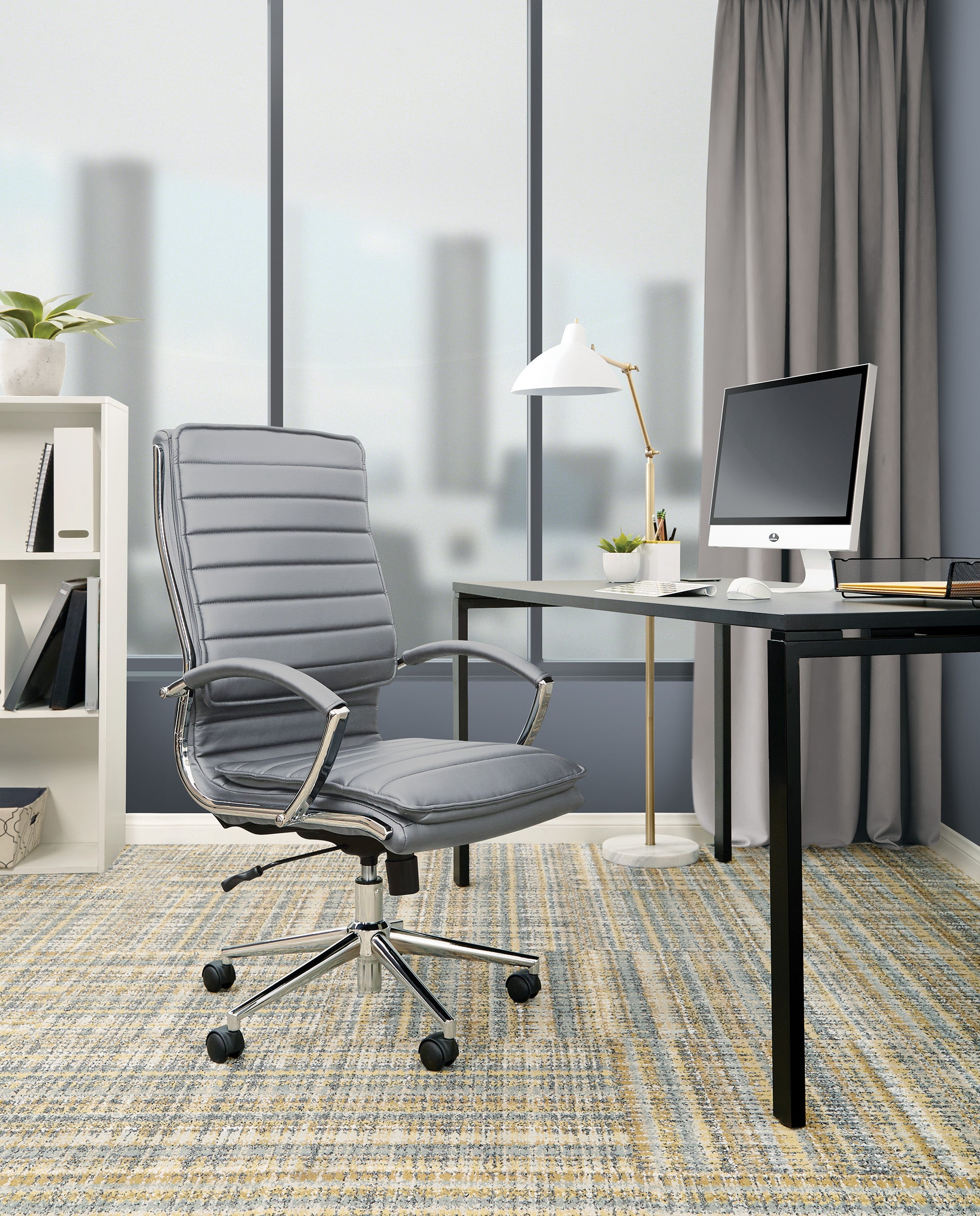 High Back Manager's Faux Lthr Chair - Charcoal