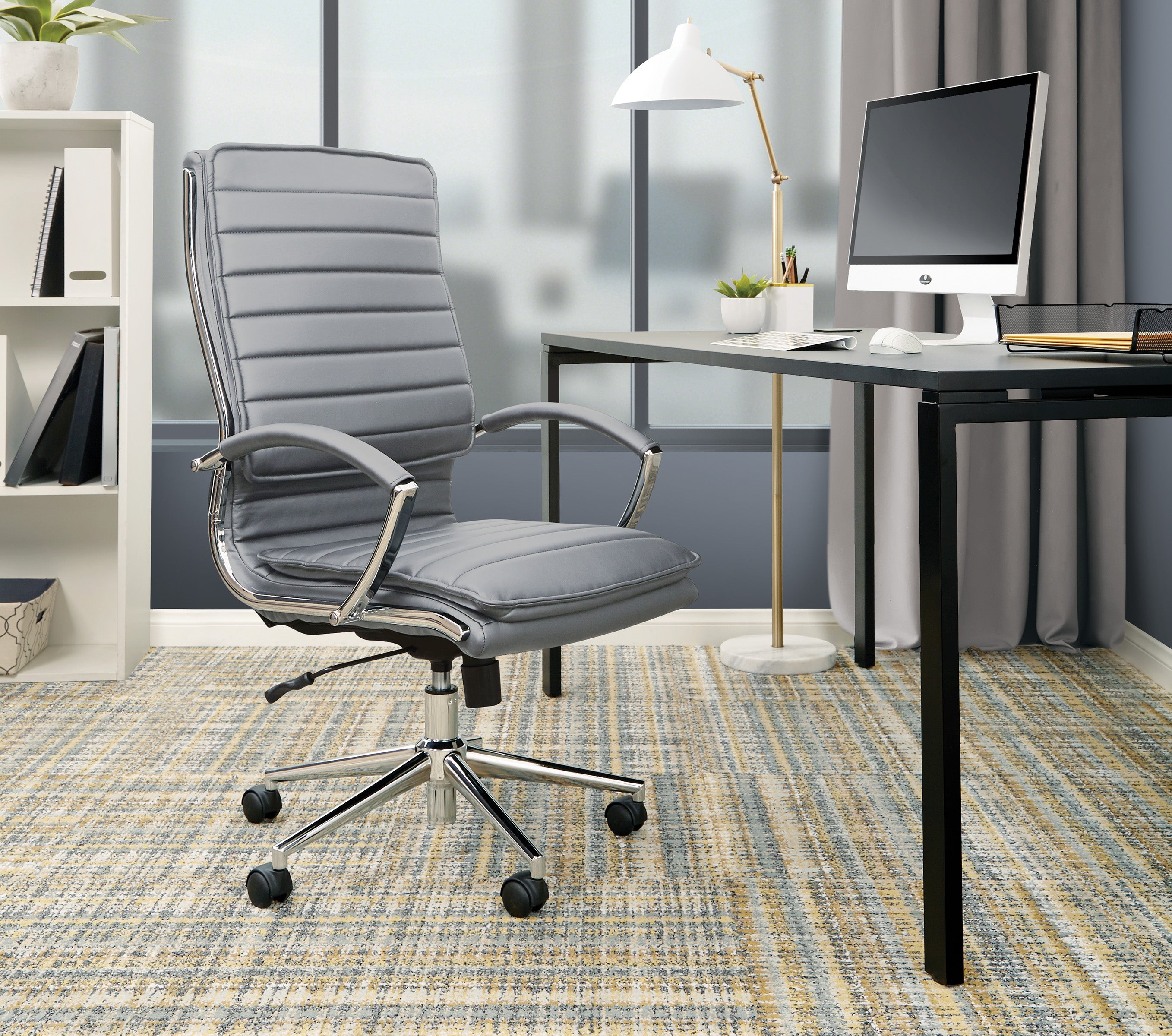 High Back Manager's Faux Lthr Chair - Charcoal