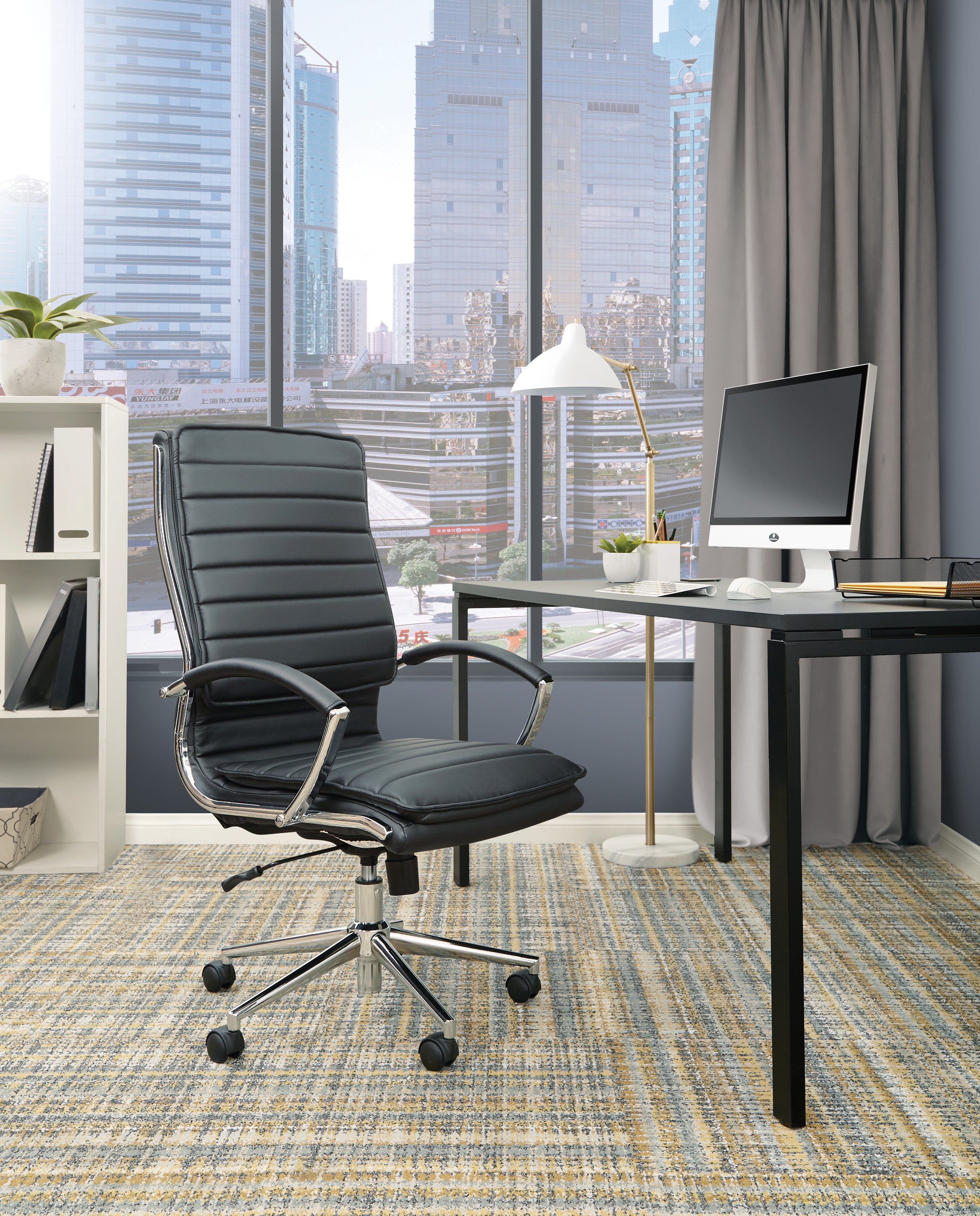 High Back Manager's Faux Lthr Chair - Black