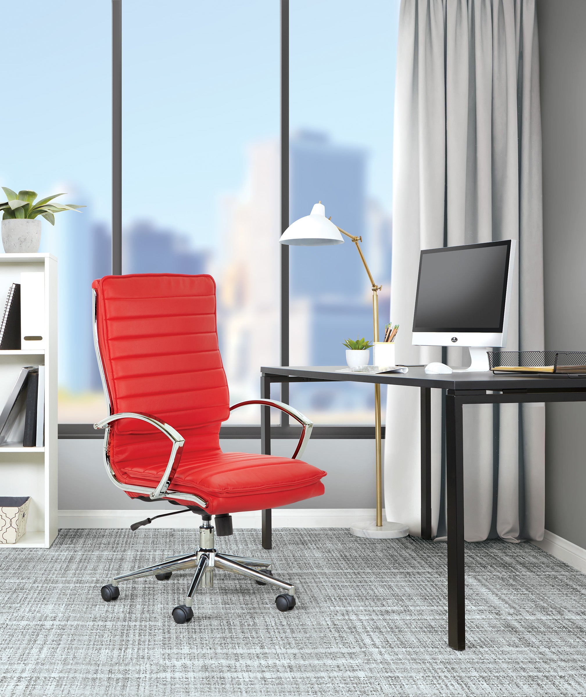 High Back Manager's Faux Lthr Chair - Red