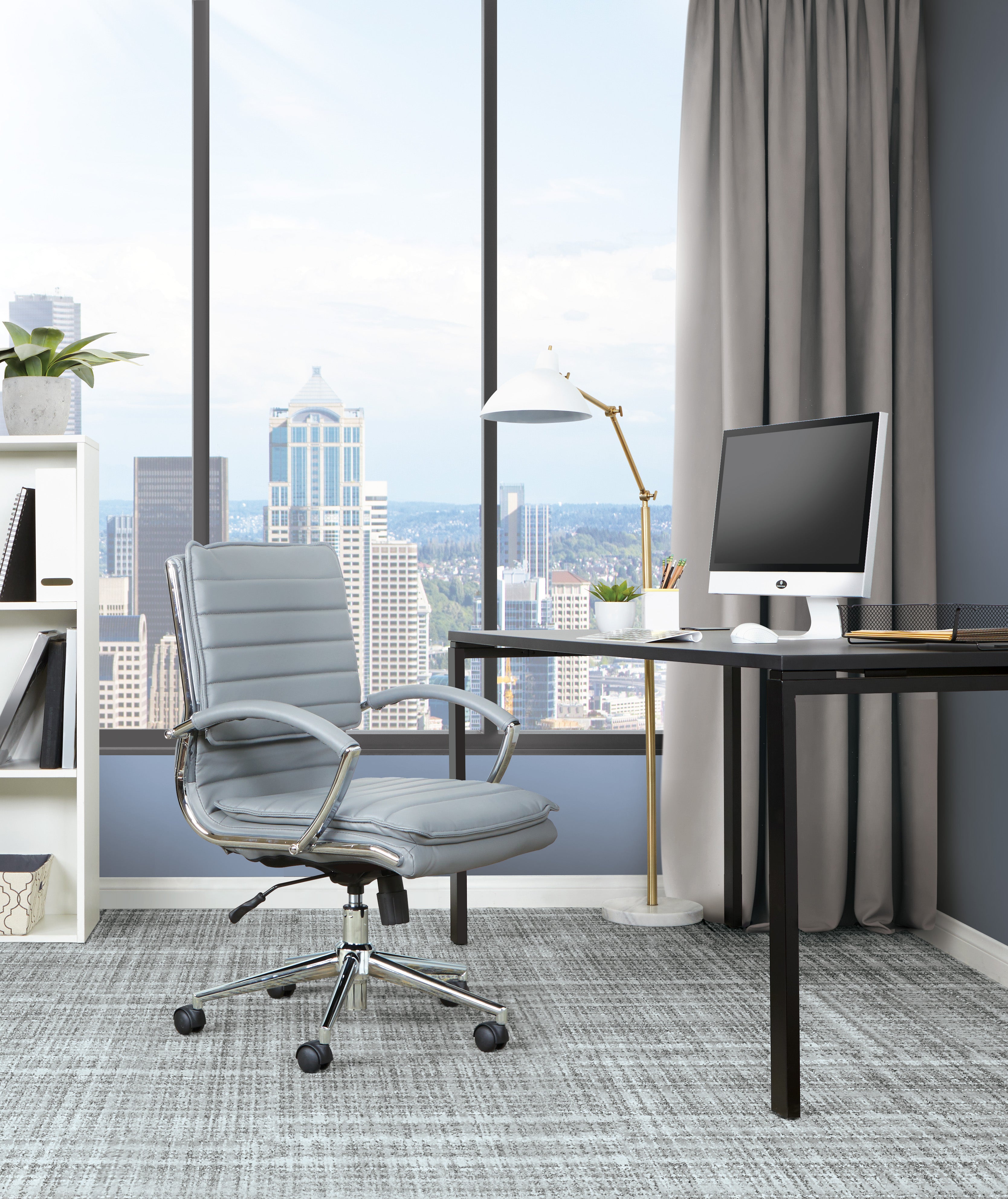 Mid Back Manager's Faux Lthr Chair - Charcoal