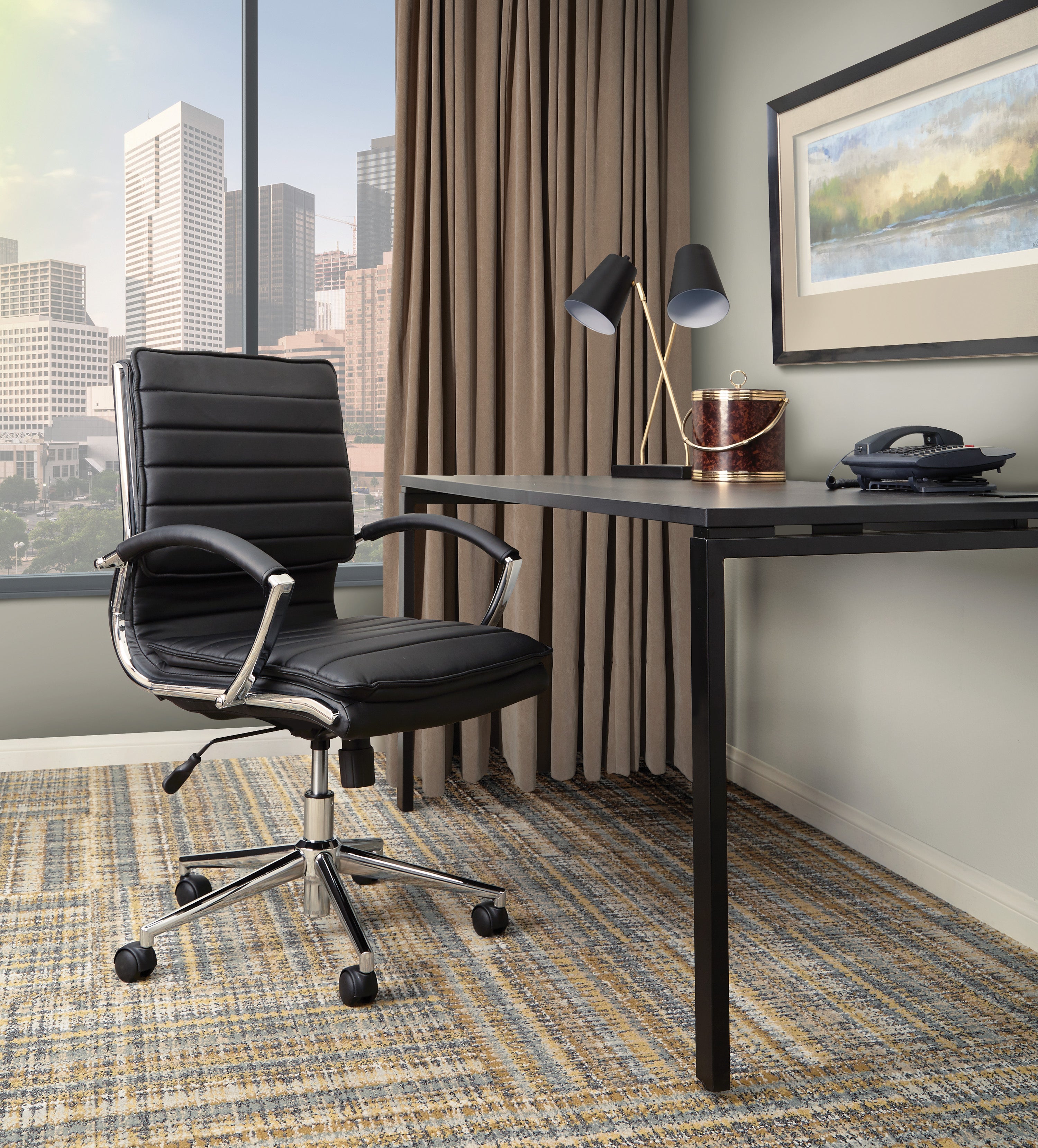 Mid Back Manager's Faux Lthr Chair - Black