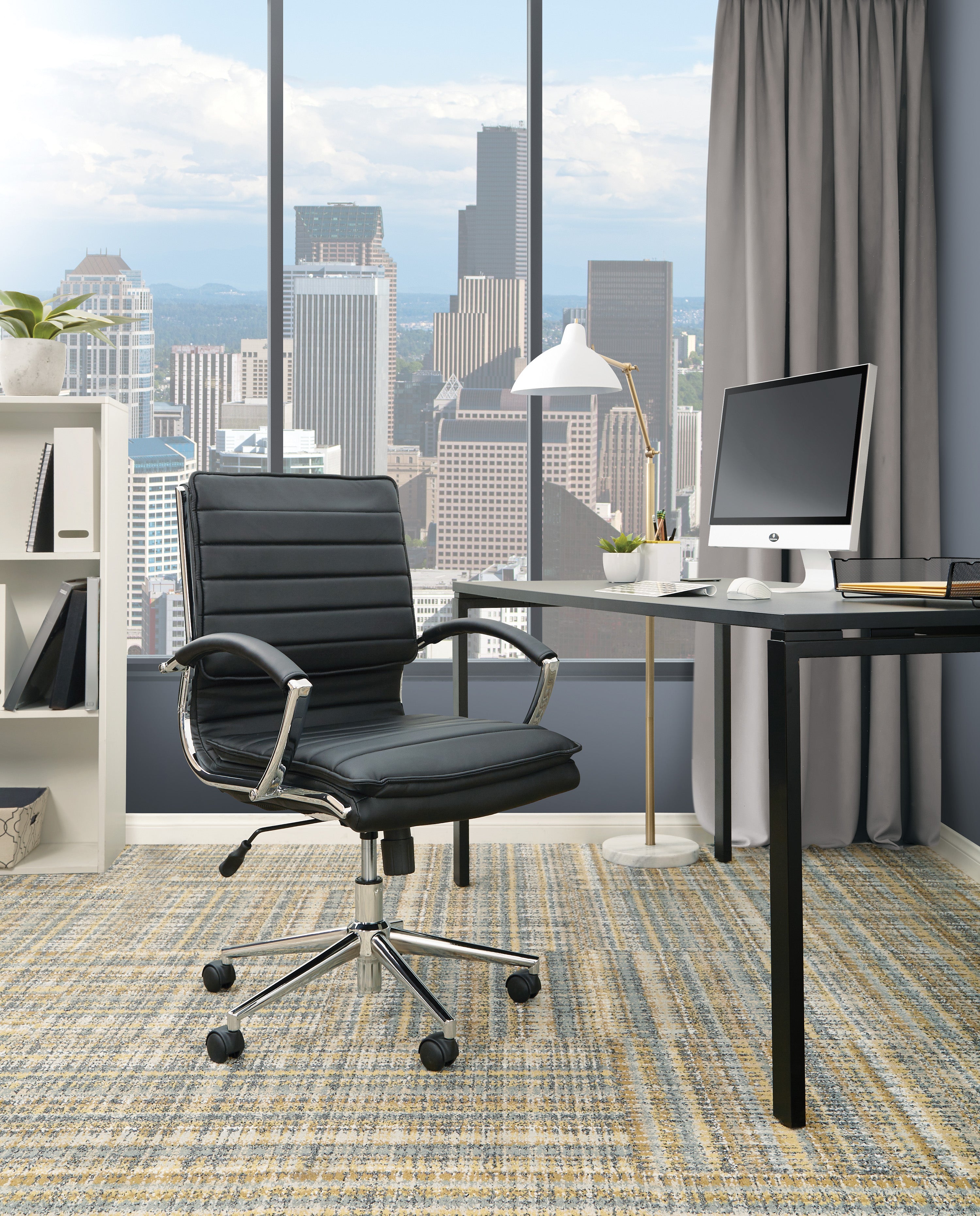 Mid Back Manager's Faux Lthr Chair - Black