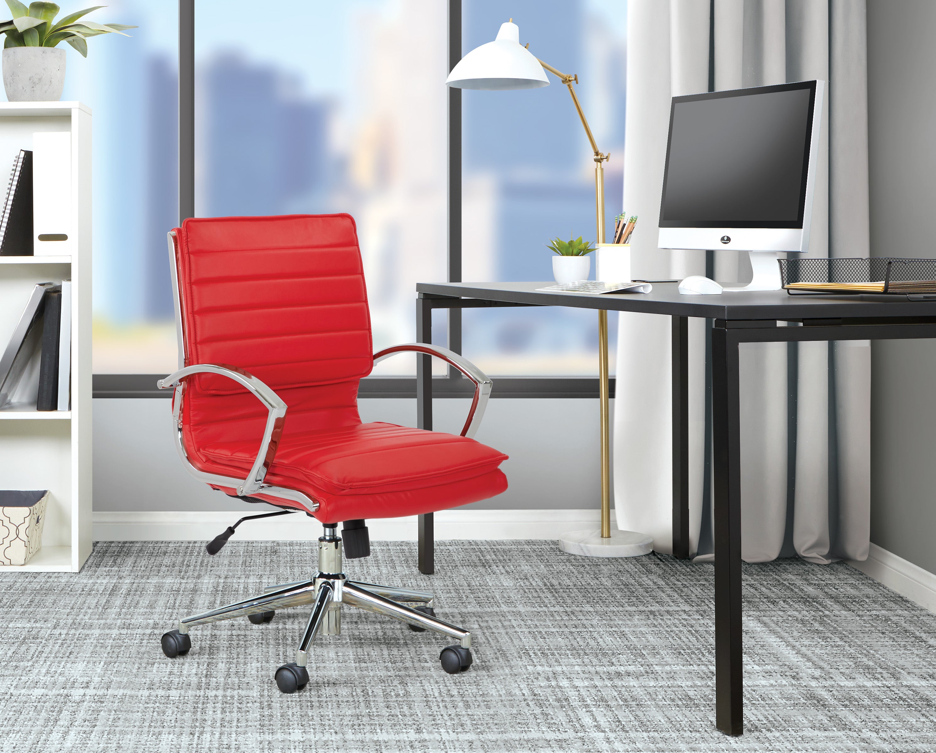 Mid Back Manager's Faux Lthr Chair - Red