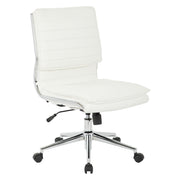 Armless Mid Bk Mgrs Faux Lthr Chair - White