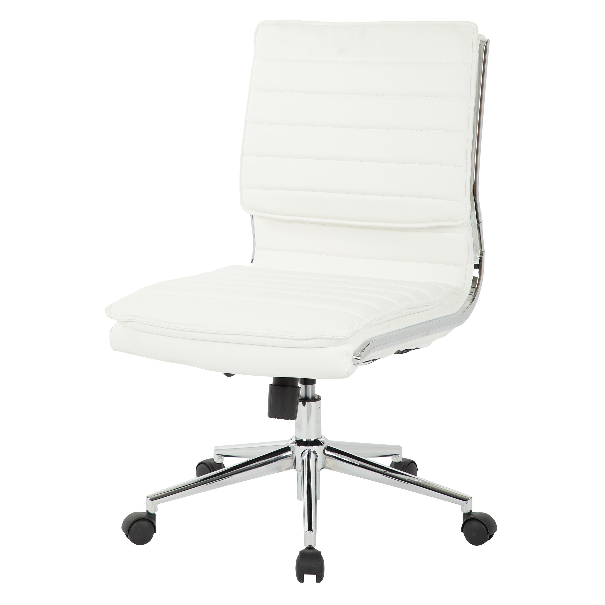 Armless Mid Bk Mgrs Faux Lthr Chair - White