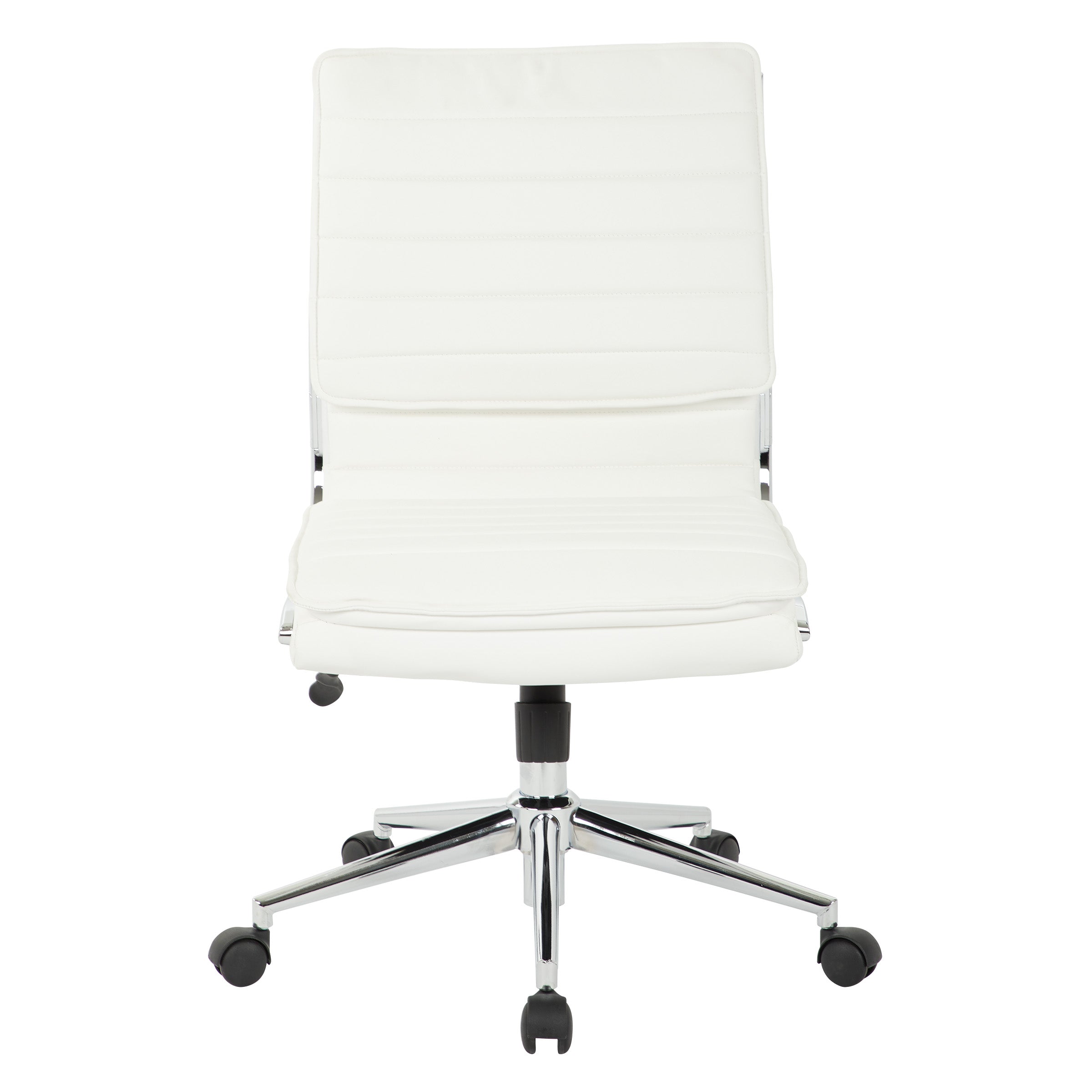 Armless Mid Bk Mgrs Faux Lthr Chair - White