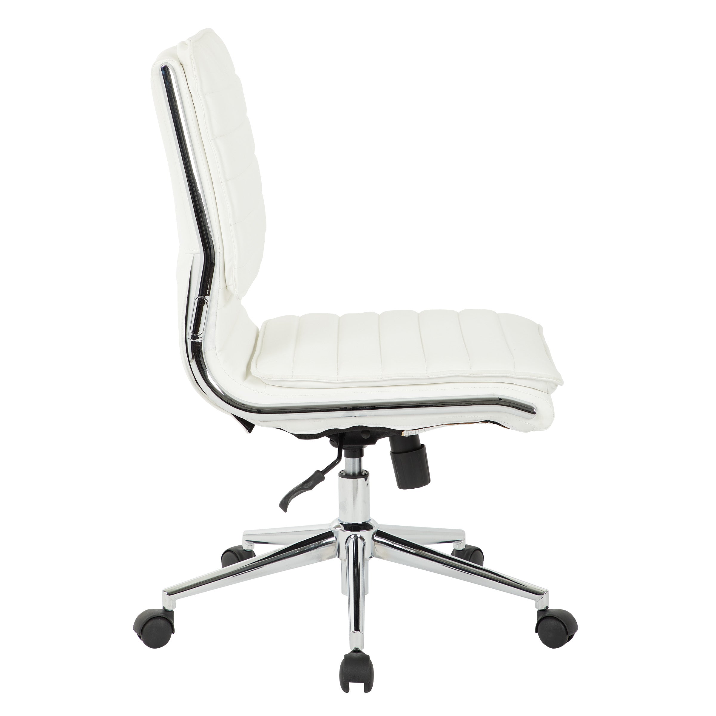 Armless Mid Bk Mgrs Faux Lthr Chair - White