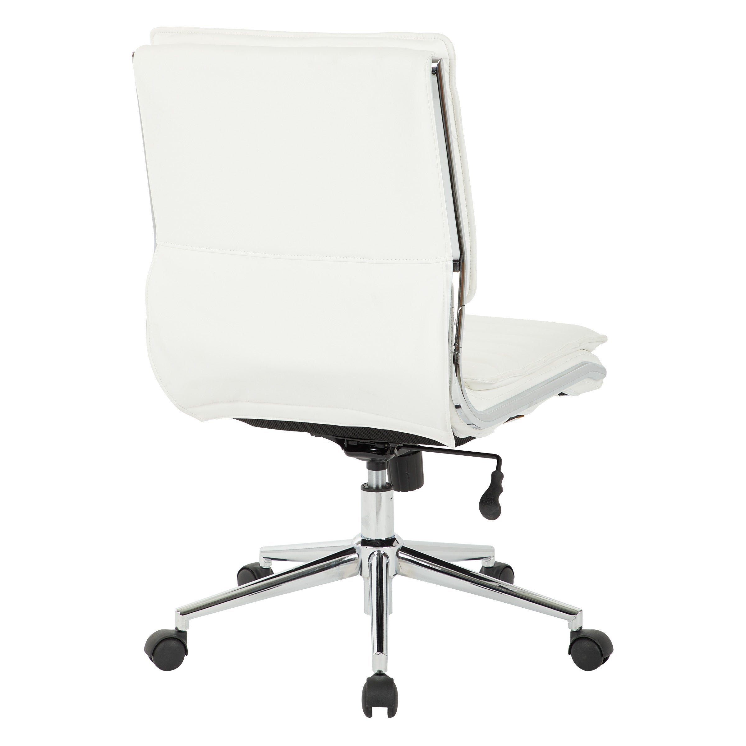 Armless Mid Bk Mgrs Faux Lthr Chair - White