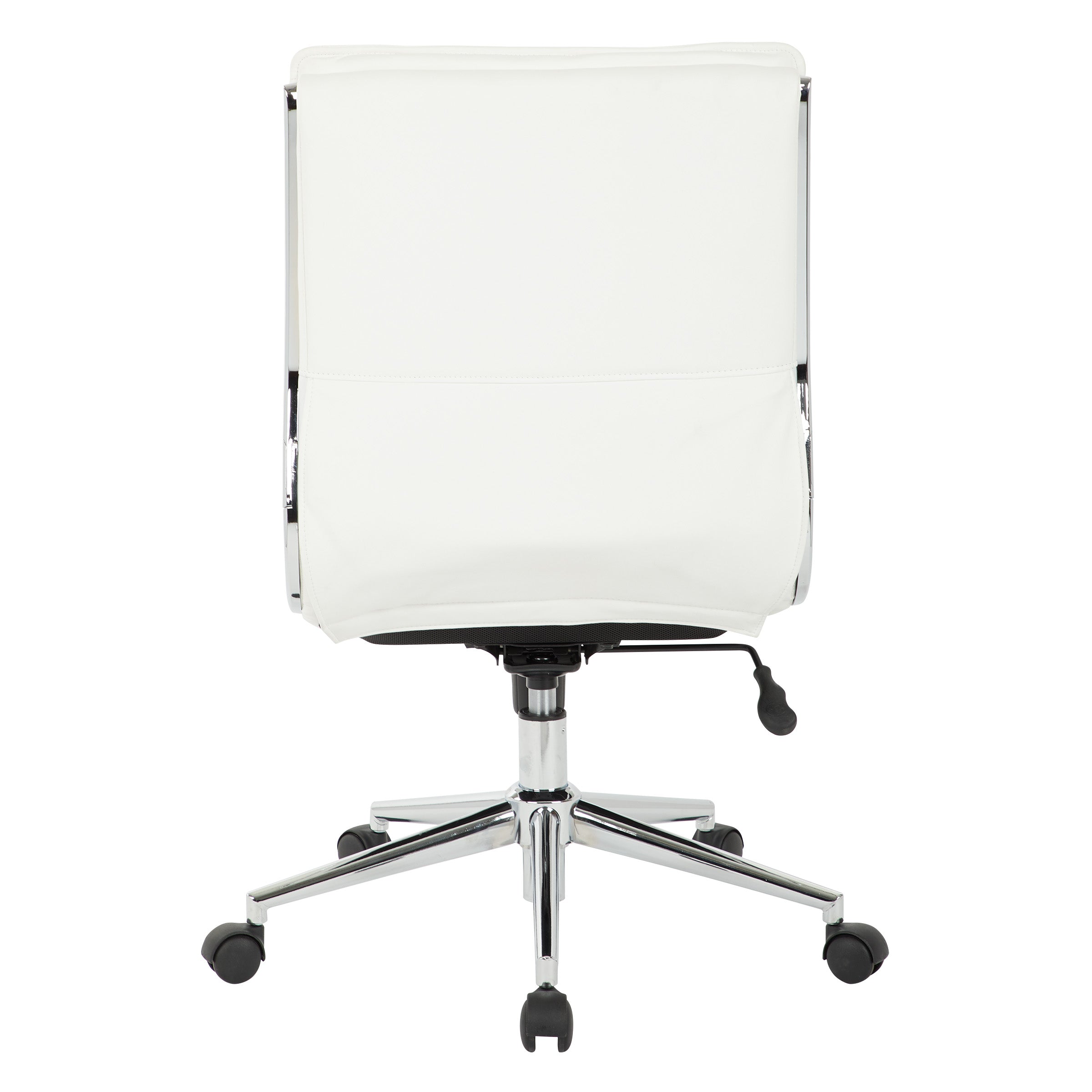 Armless Mid Bk Mgrs Faux Lthr Chair - White