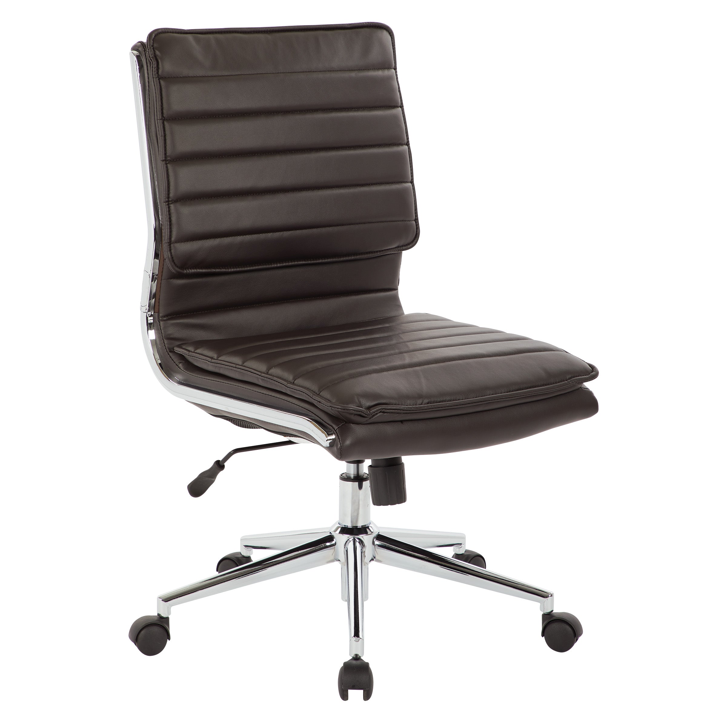Armless Mid Bk Mgrs Faux Lthr Chair - Espresso