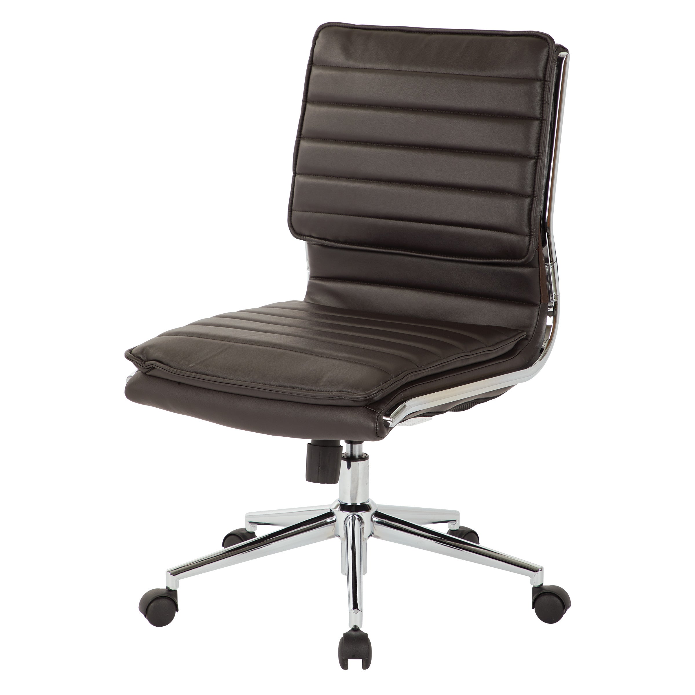 Armless Mid Bk Mgrs Faux Lthr Chair - Espresso
