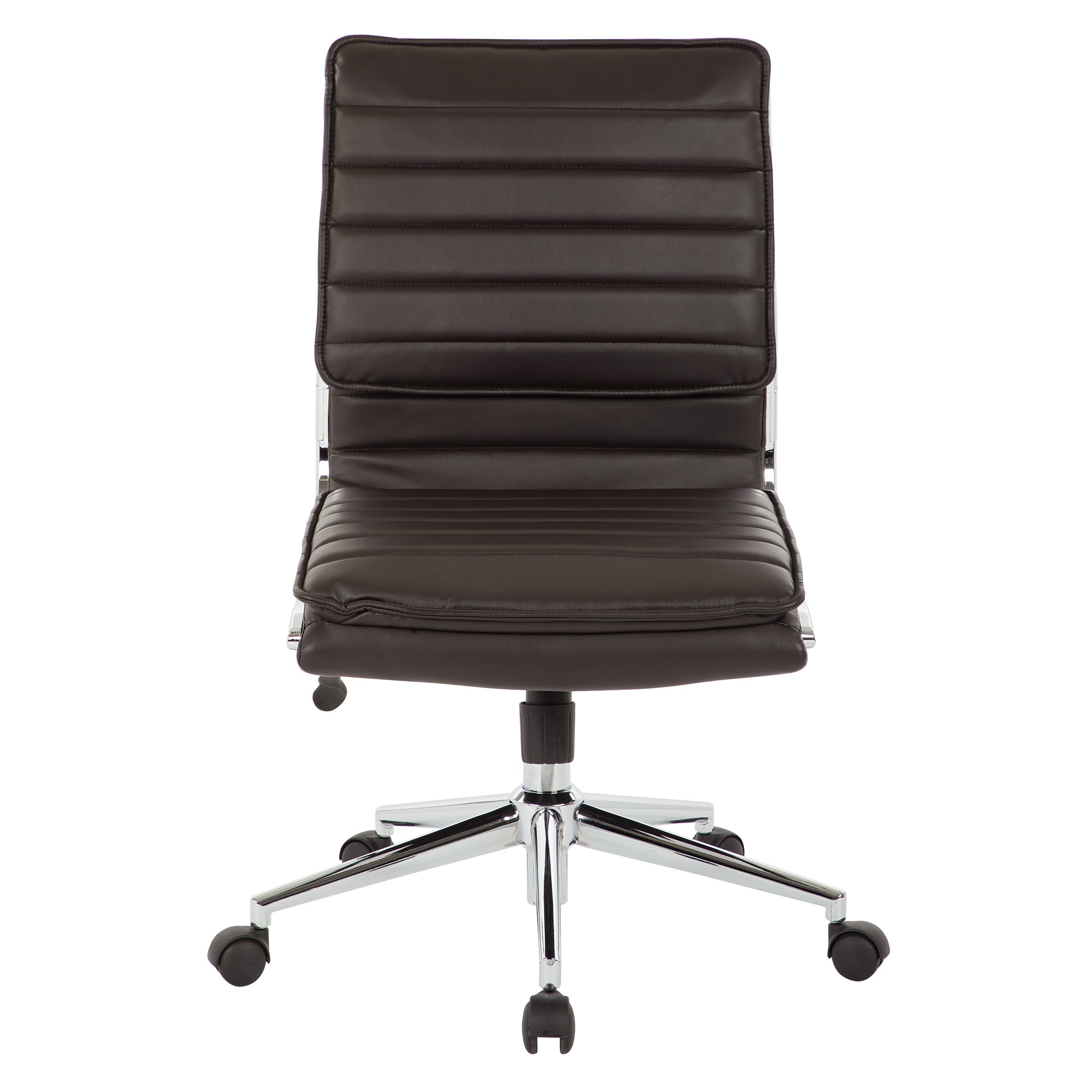 Armless Mid Bk Mgrs Faux Lthr Chair - Espresso
