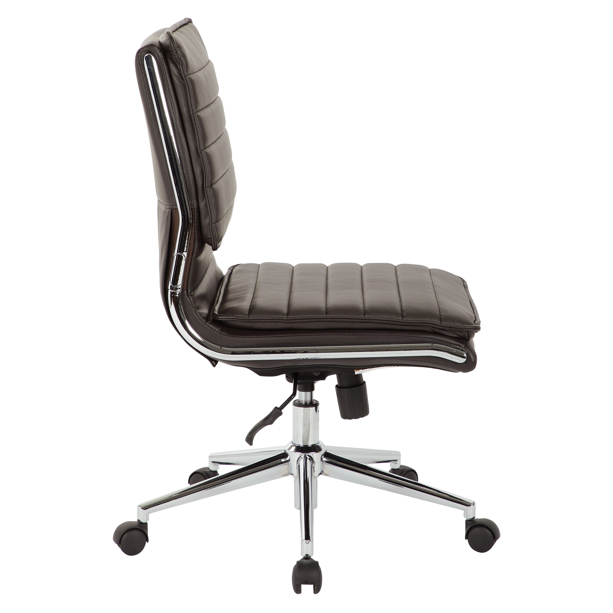 Armless Mid Bk Mgrs Faux Lthr Chair - Espresso