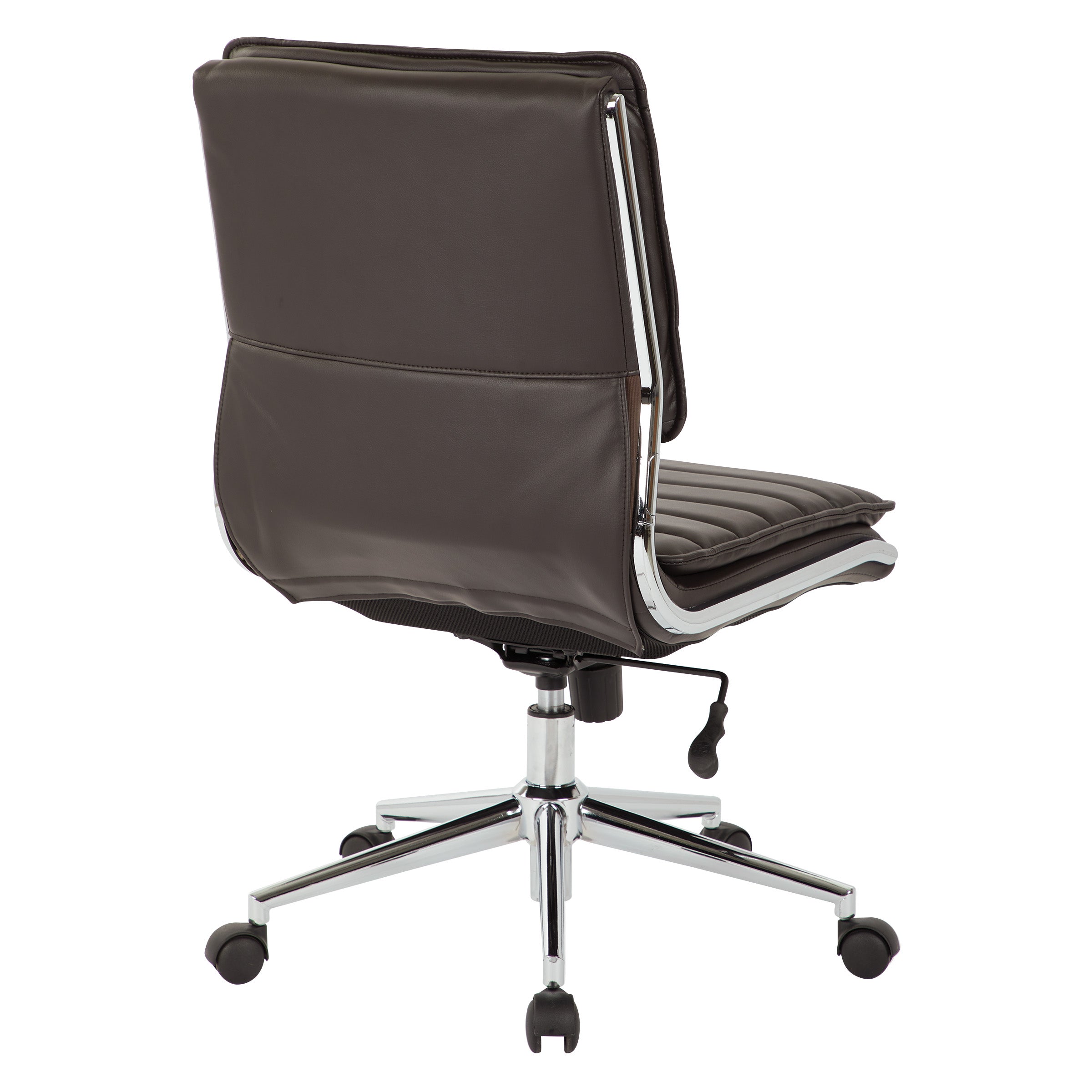 Armless Mid Bk Mgrs Faux Lthr Chair - Espresso