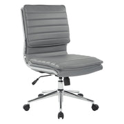 Armless Mid Bk Mgrs Faux Lthr Chair - Charcoal