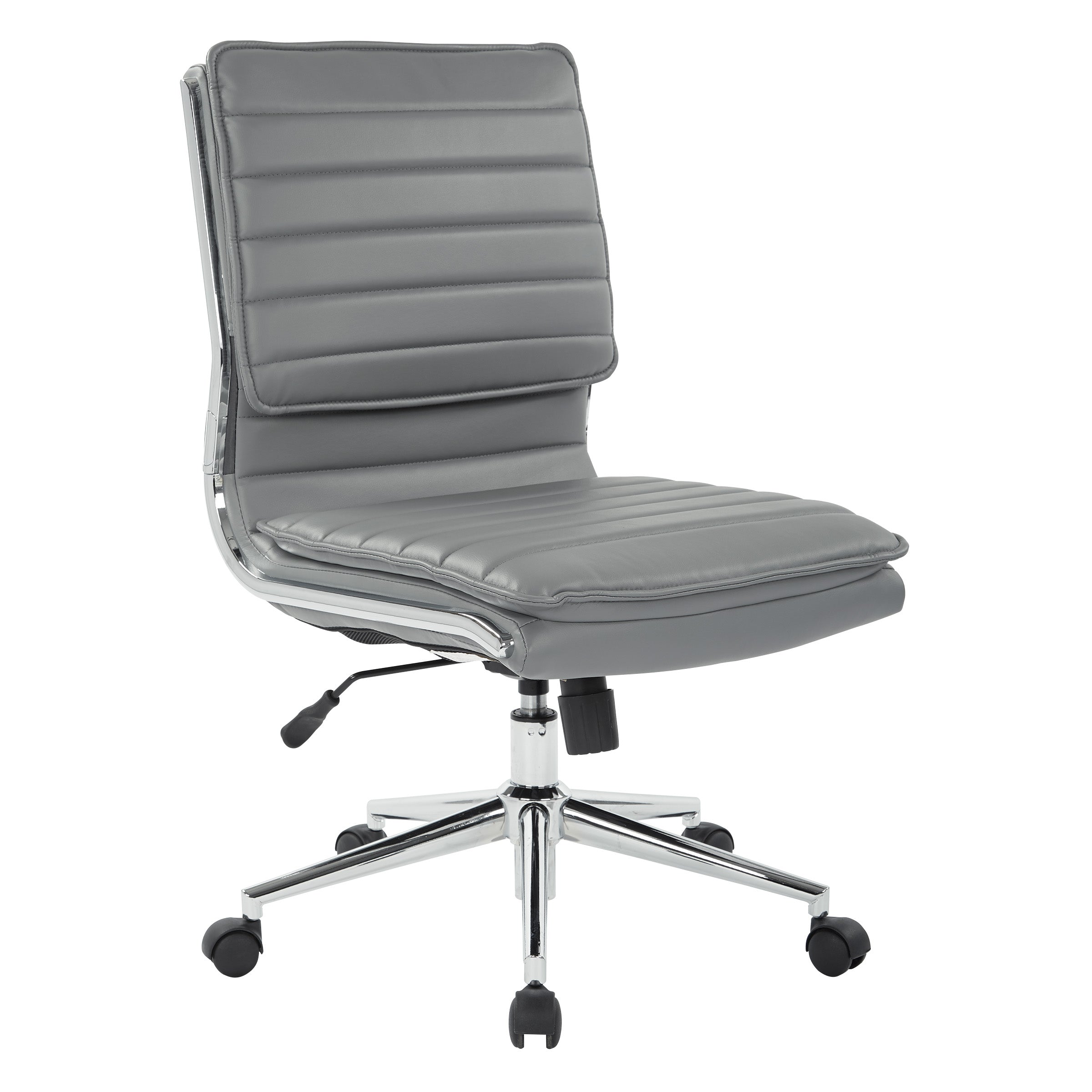 Armless Mid Bk Mgrs Faux Lthr Chair - Charcoal