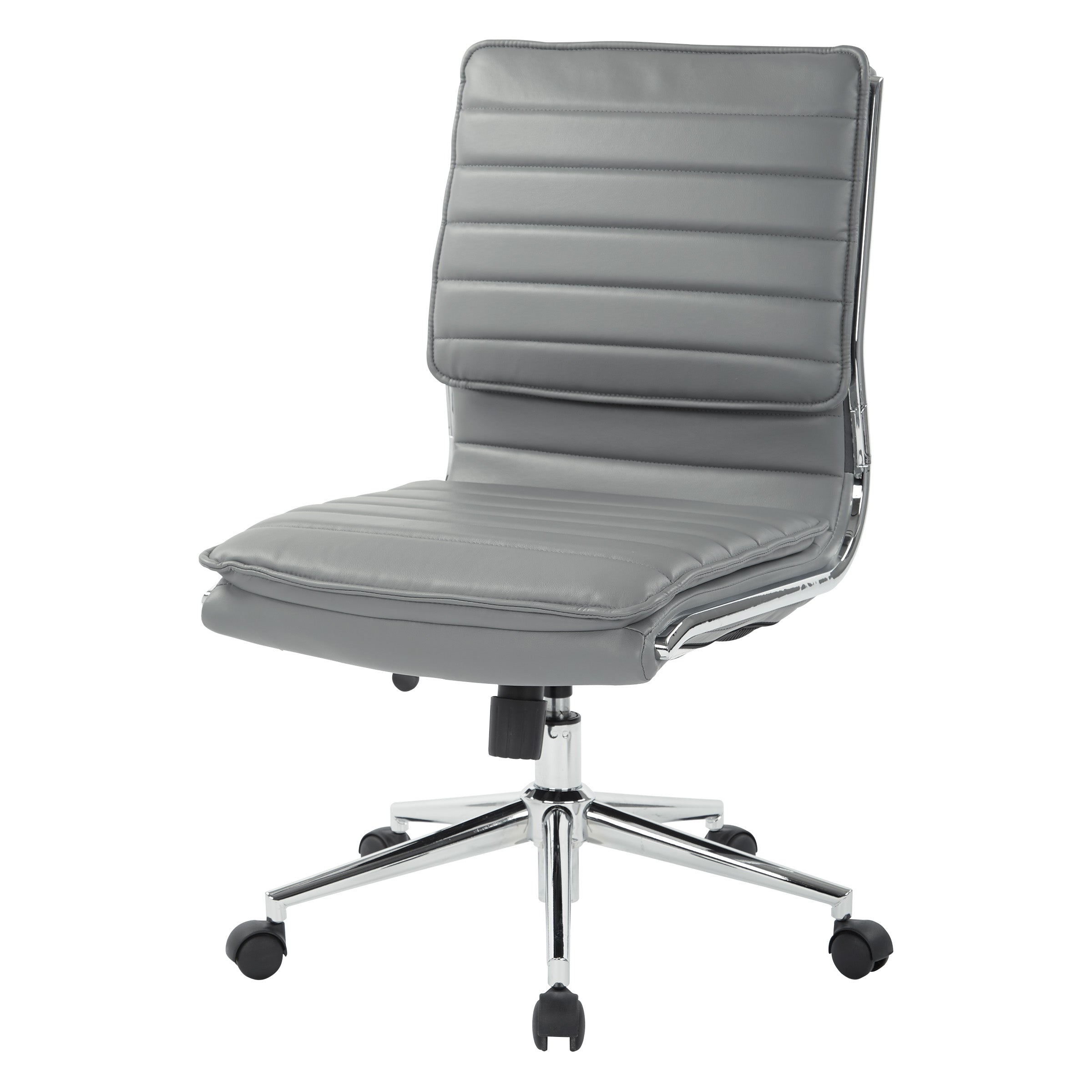 Armless Mid Bk Mgrs Faux Lthr Chair - Charcoal