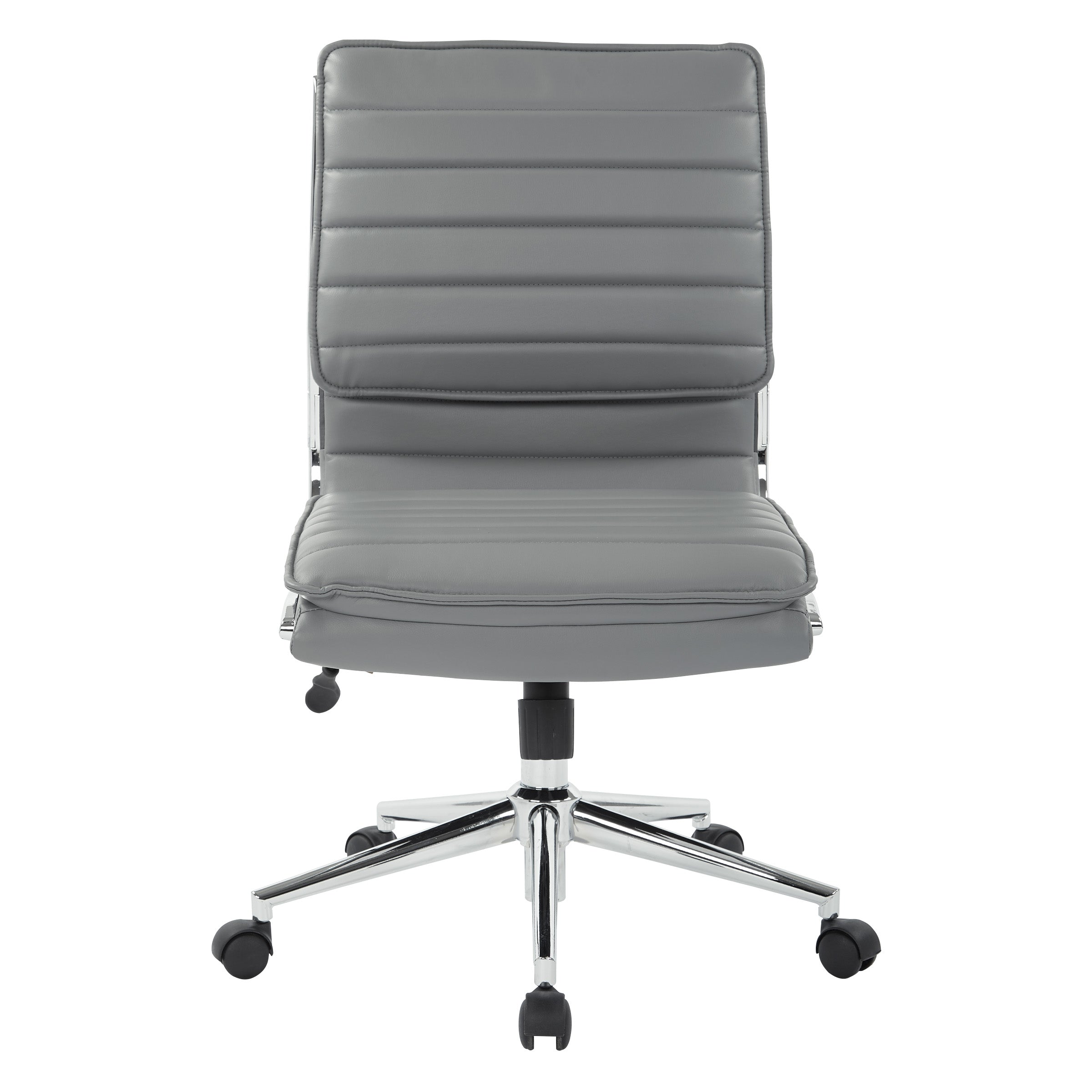 Armless Mid Bk Mgrs Faux Lthr Chair - Charcoal