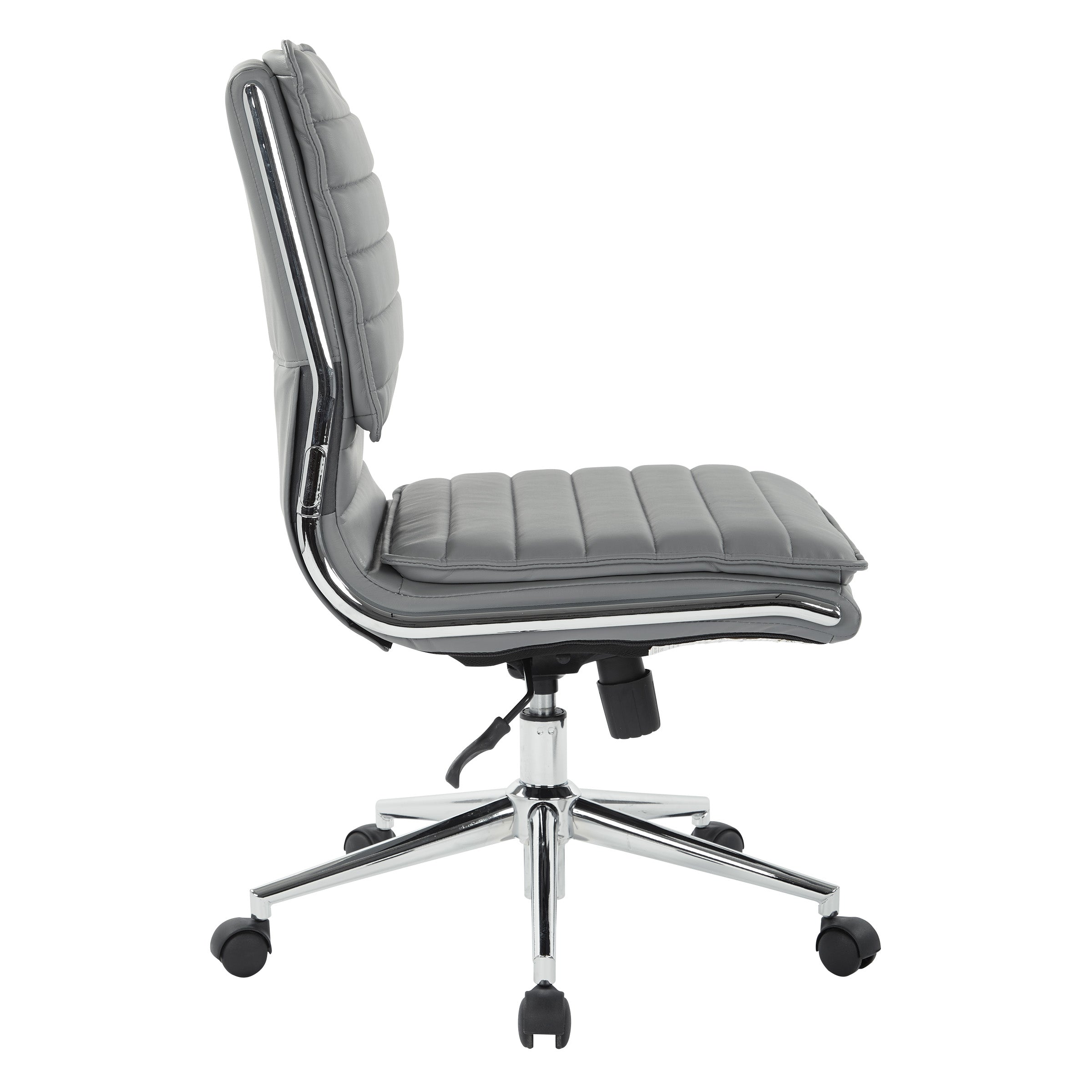 Armless Mid Bk Mgrs Faux Lthr Chair - Charcoal