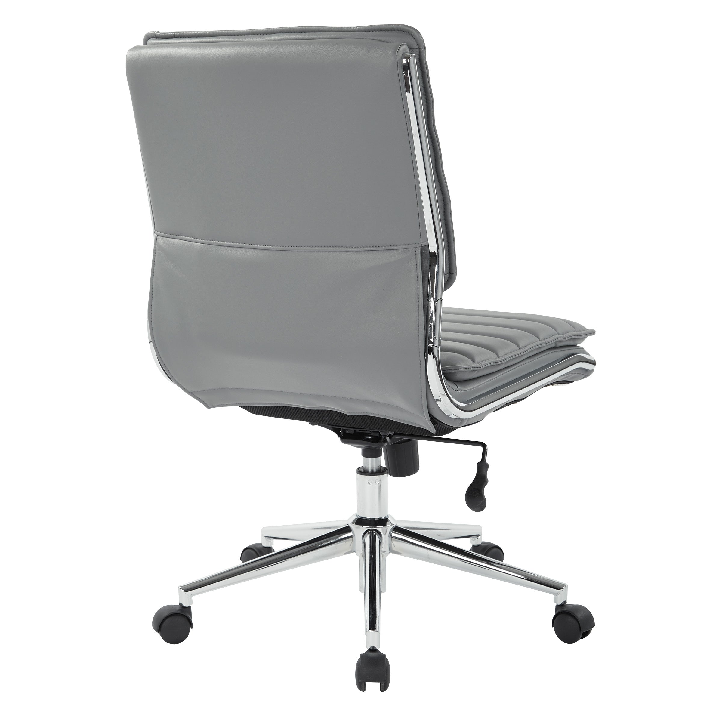Armless Mid Bk Mgrs Faux Lthr Chair - Charcoal