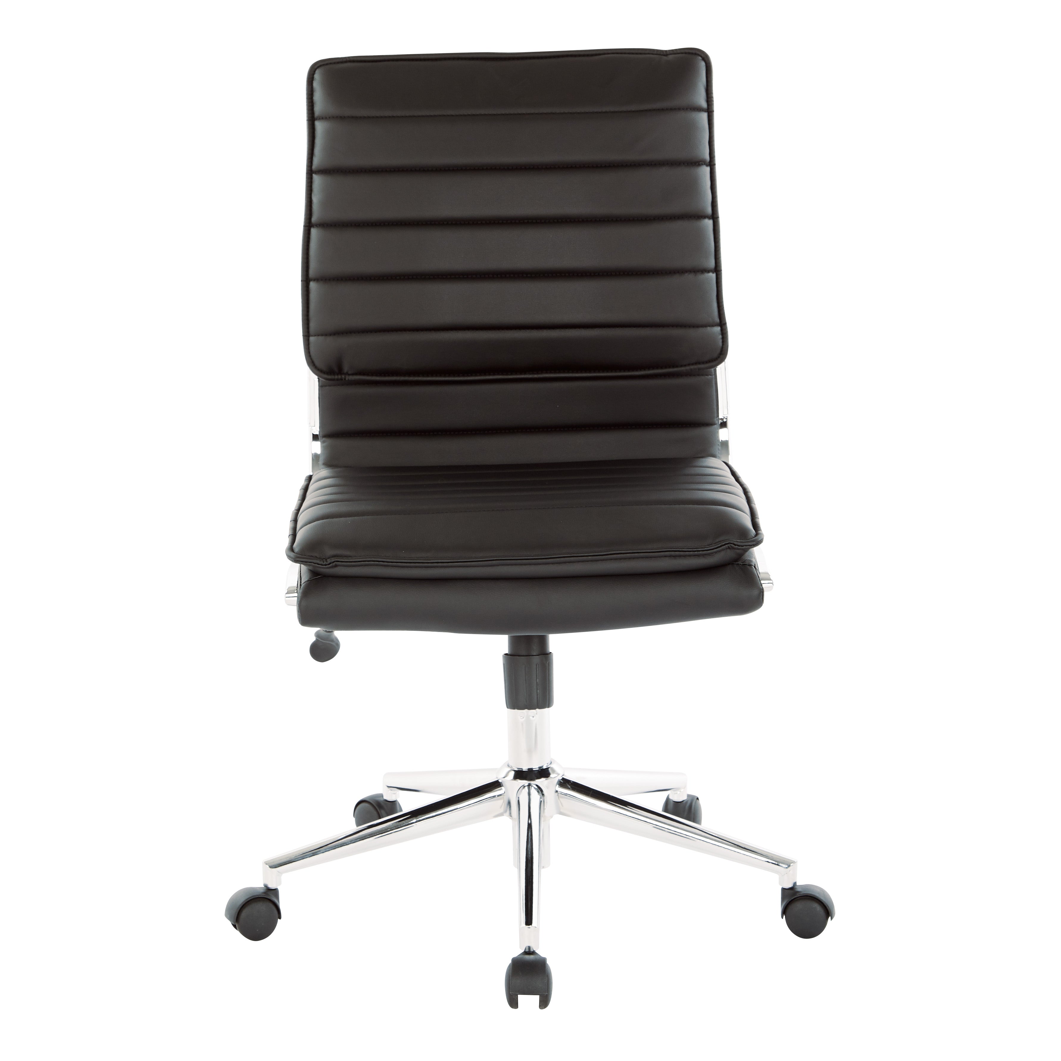 Armless Mid Bk Mgrs Faux Lthr Chair - Black