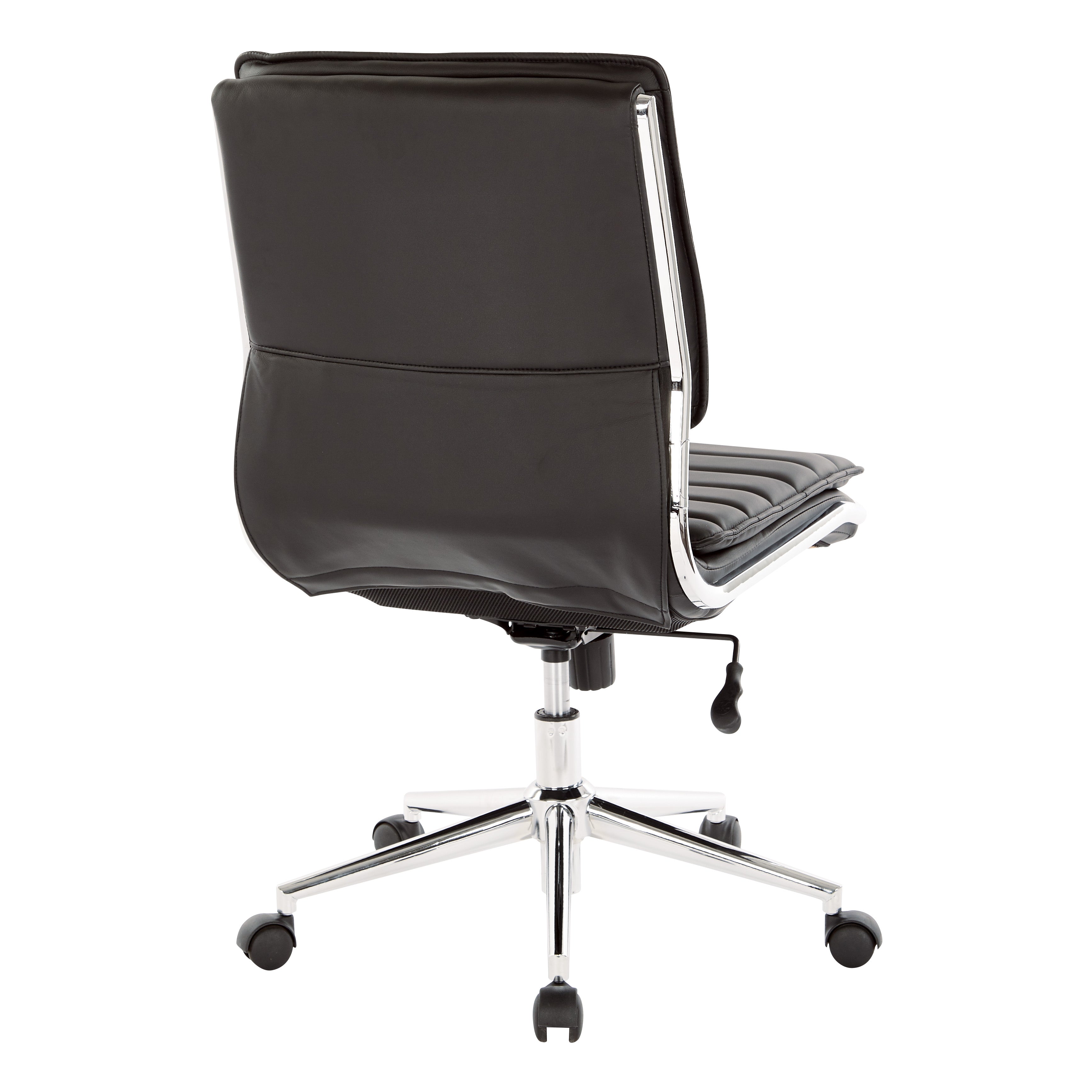 Armless Mid Bk Mgrs Faux Lthr Chair - Black