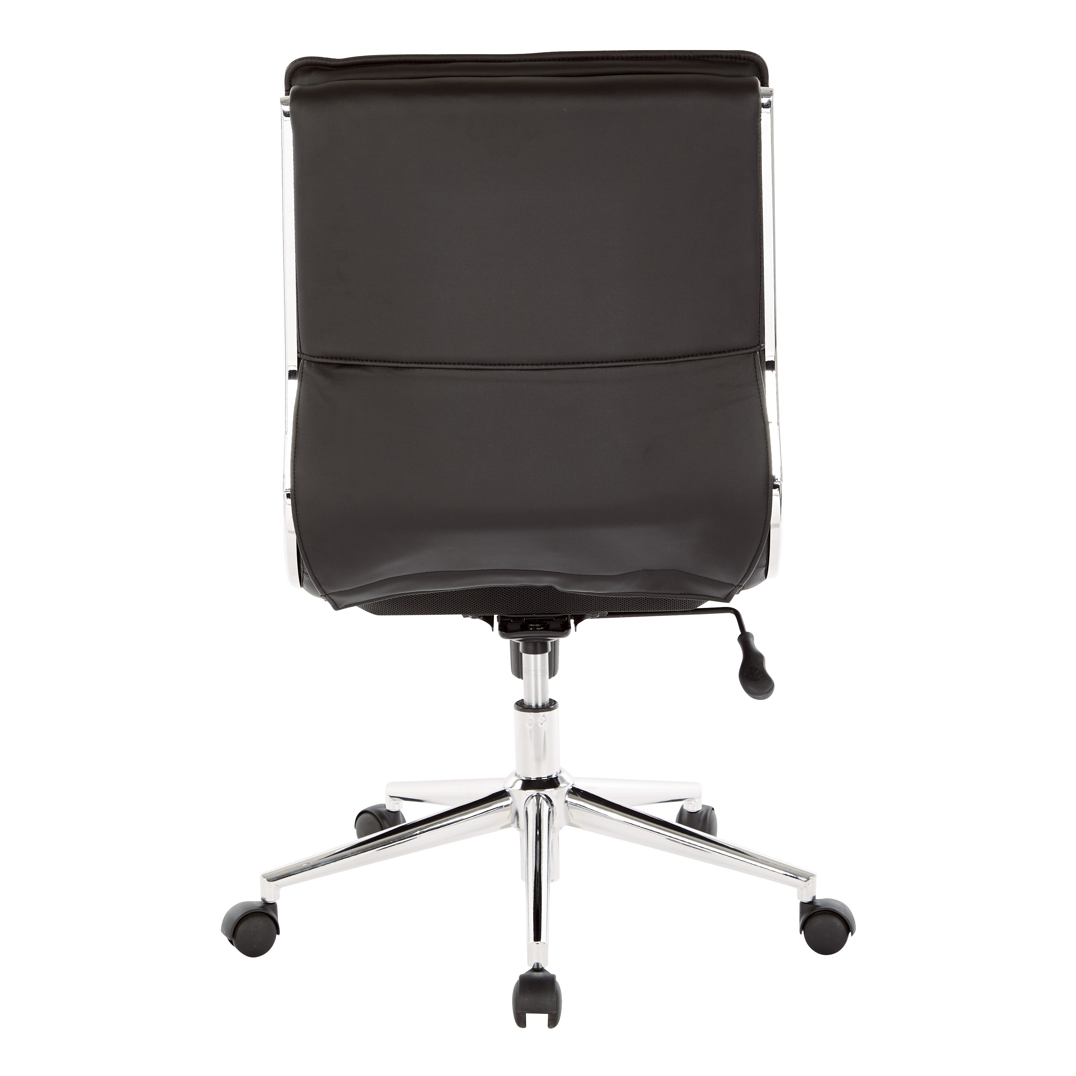 Armless Mid Bk Mgrs Faux Lthr Chair - Black
