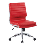 Armless Mid Bk Mgrs Faux Lthr Chair - Red