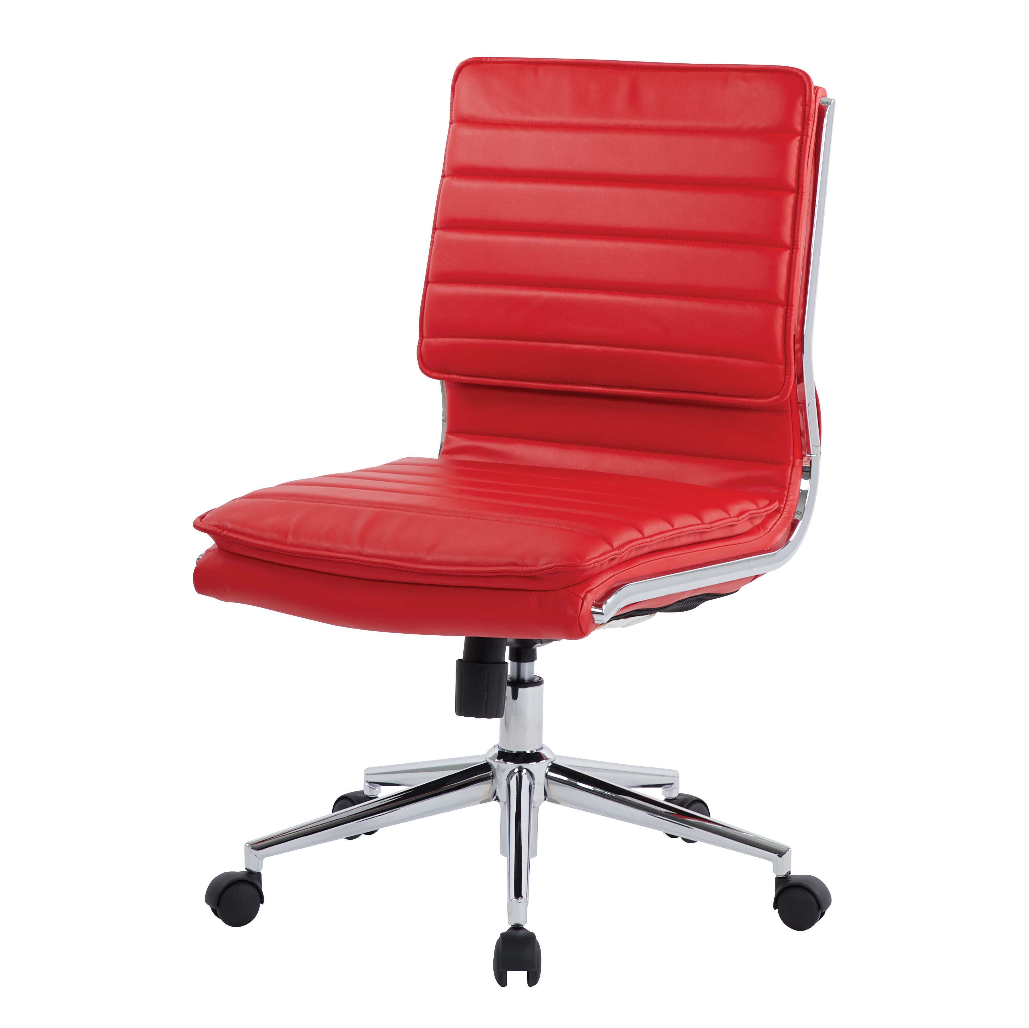 Armless Mid Bk Mgrs Faux Lthr Chair - Red