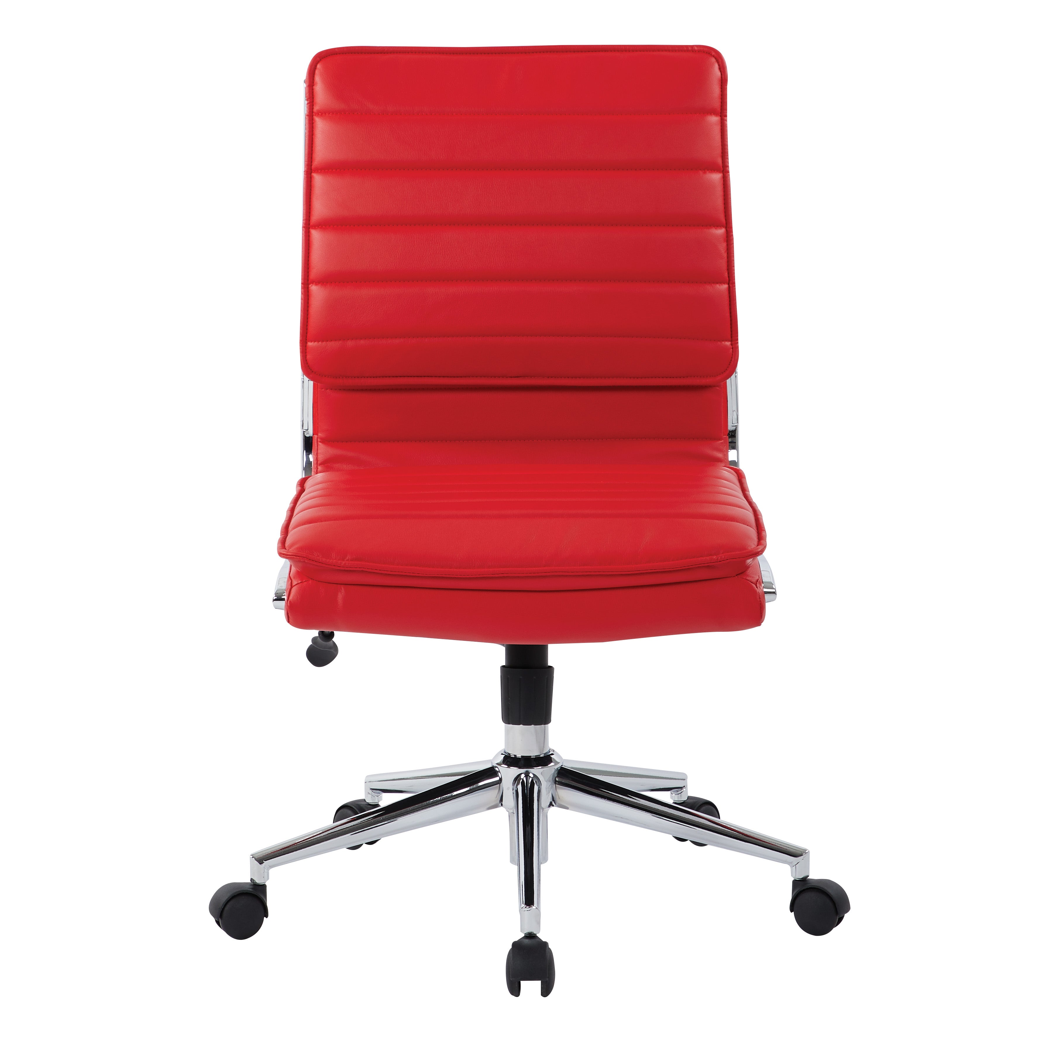 Armless Mid Bk Mgrs Faux Lthr Chair - Red