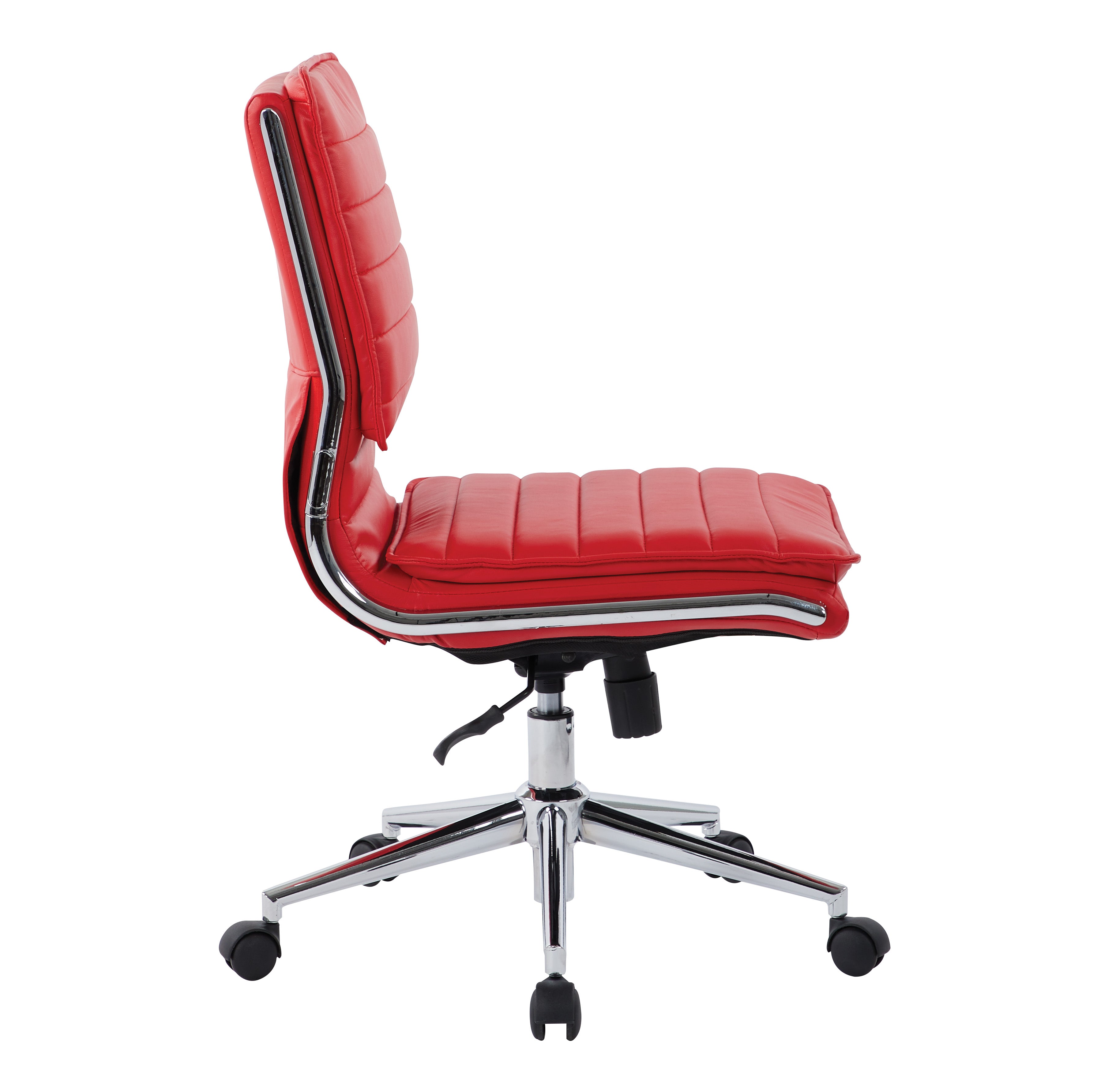 Armless Mid Bk Mgrs Faux Lthr Chair - Red